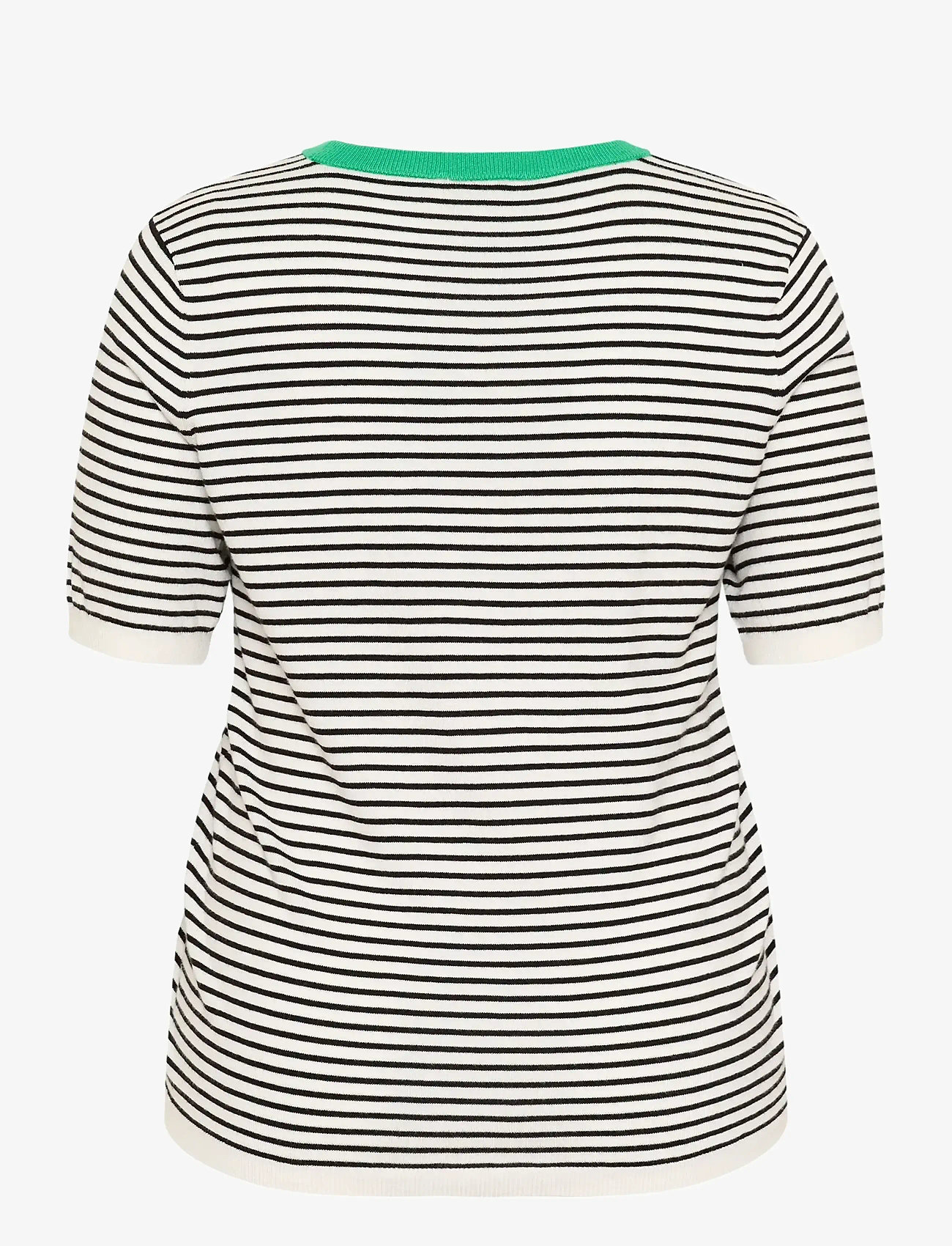 Kaffe Curve - KClizzy Knit Pullover - t-shirts - chalk / black fine stripe - 1