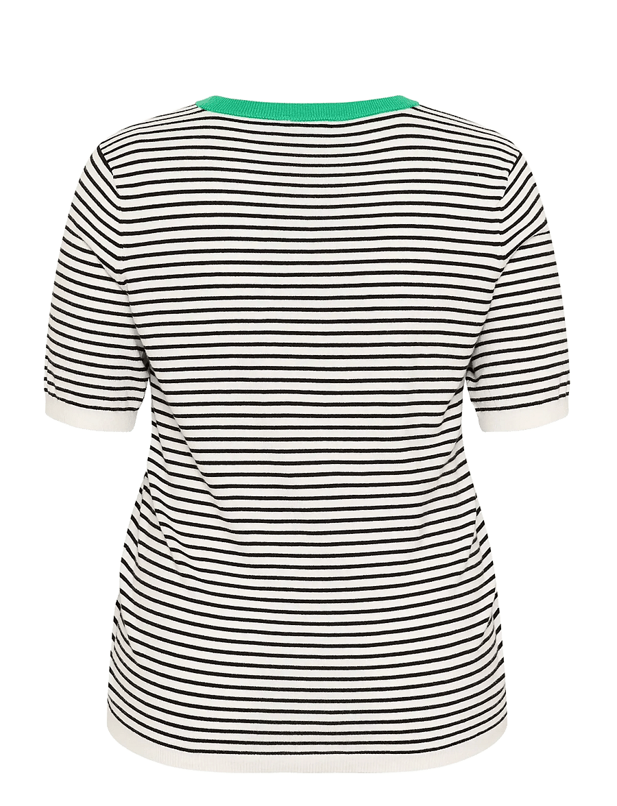 Kaffe Curve - KClizzy Knit Pullover - t-shirts - chalk / black fine stripe - 1