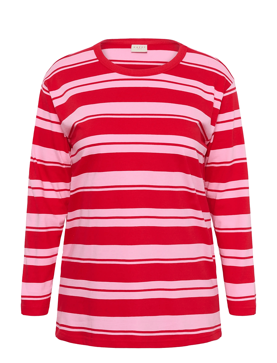 Kaffe Curve - KCwinni Multistripe LS T-Shirt - pikkade varrukatega topid - true red/pink stripes - 0