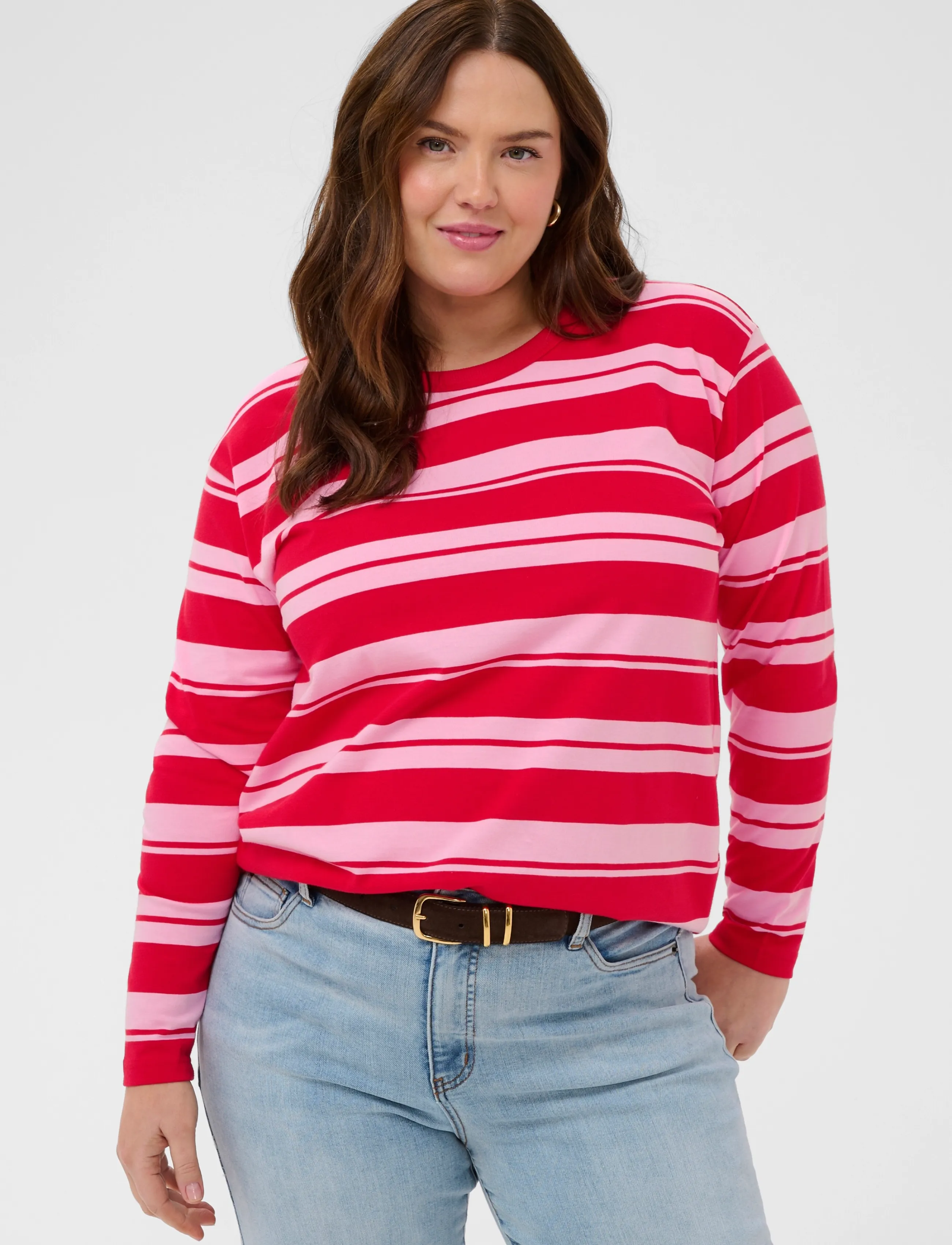 Kaffe Curve - KCwinni Multistripe LS T-Shirt - true red/pink stripes - 2