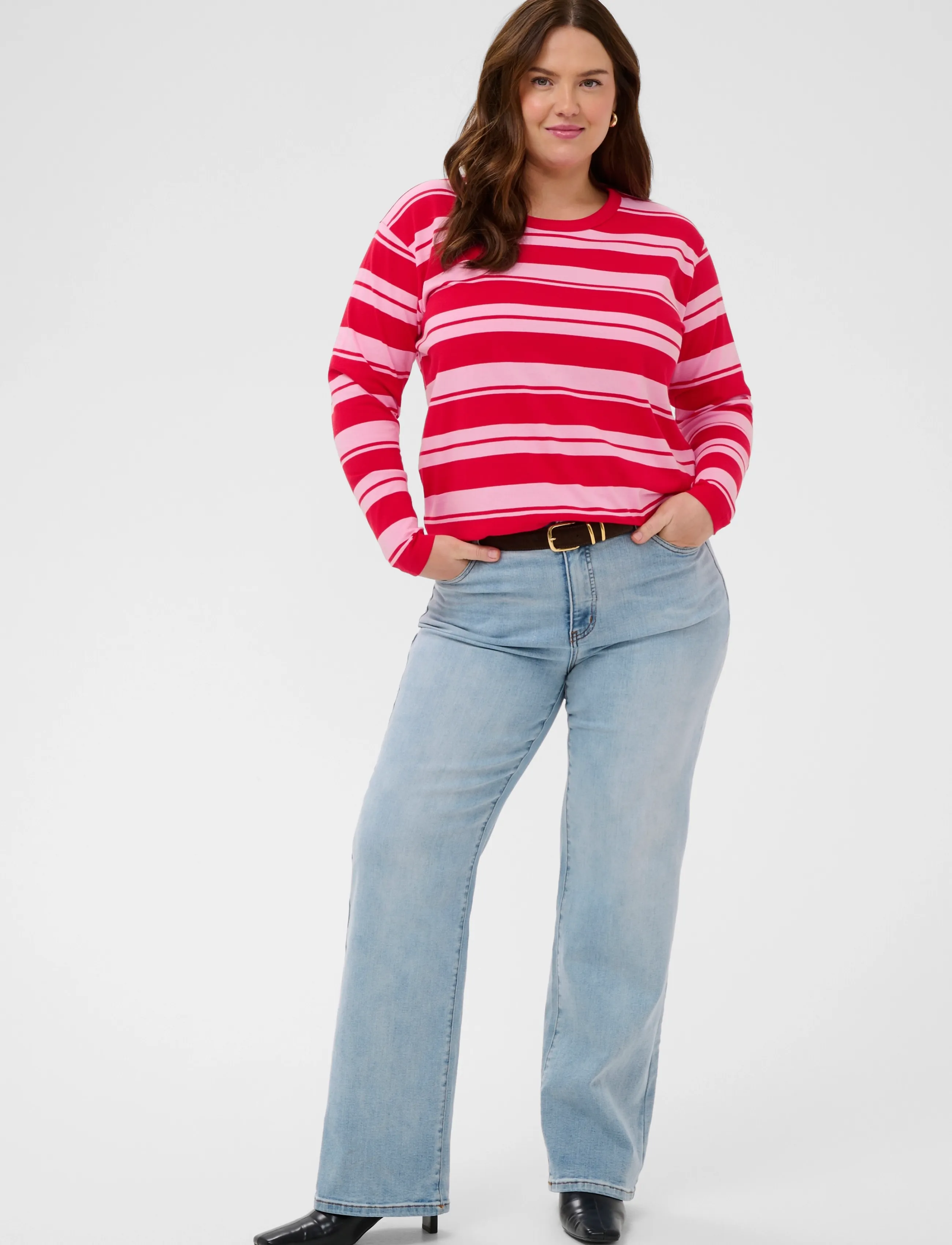 Kaffe Curve - KCwinni Multistripe LS T-Shirt - true red/pink stripes - 3