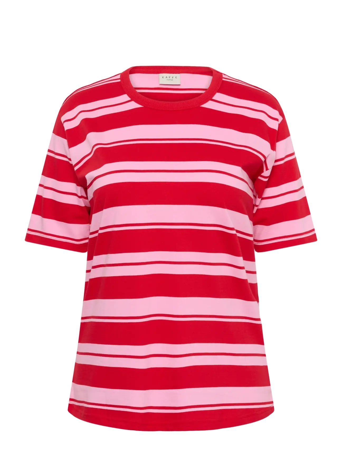 Kaffe Curve KCwinni Multistripe T-Shirt - T-särgid ja topid - TRUE RED/PINK STRIPES / red