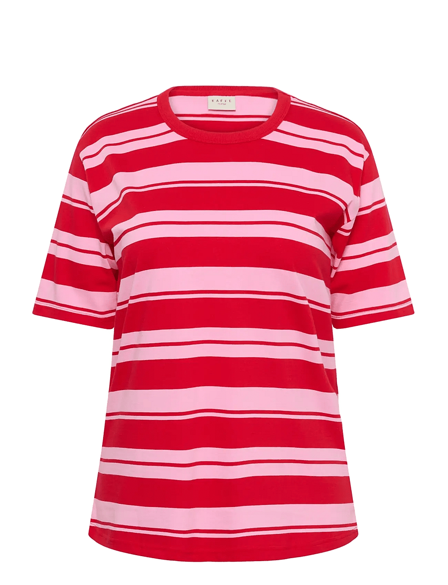 Kaffe Curve - KCwinni Multistripe T-Shirt - t-särgid - true red/pink stripes - 0