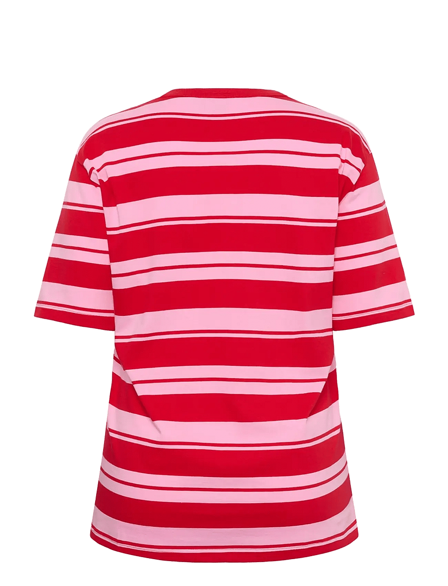 Kaffe Curve - KCwinni Multistripe T-Shirt - t-särgid - true red/pink stripes - 1