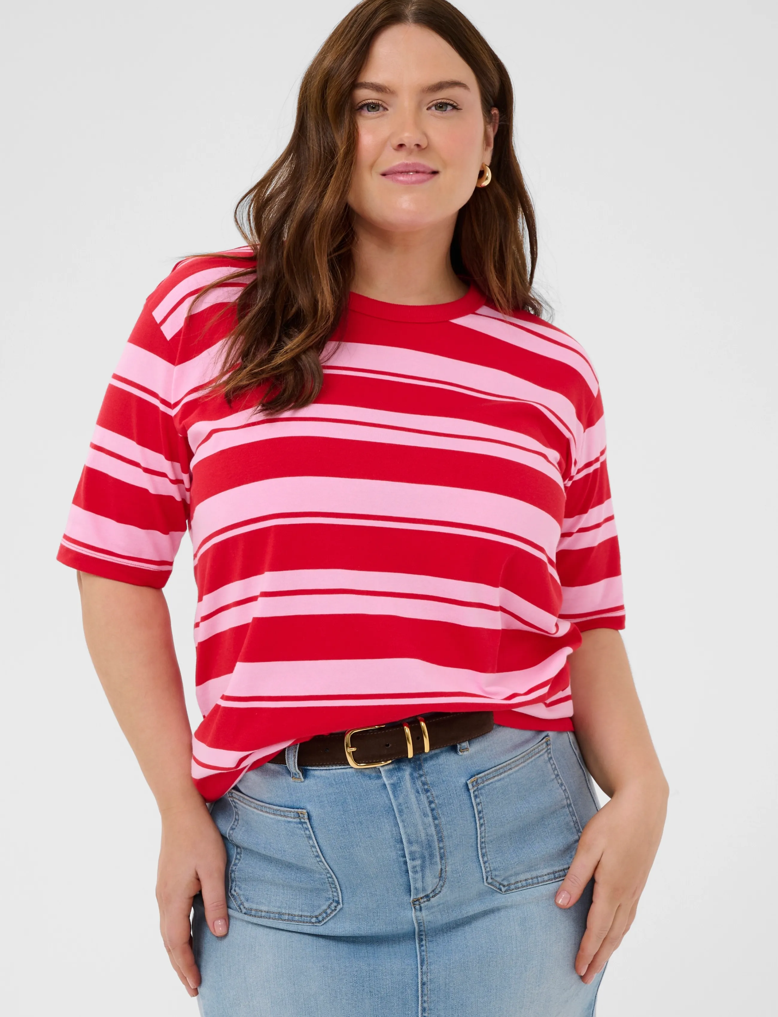 Kaffe Curve - KCwinni Multistripe T-Shirt - t-särgid - true red/pink stripes - 2