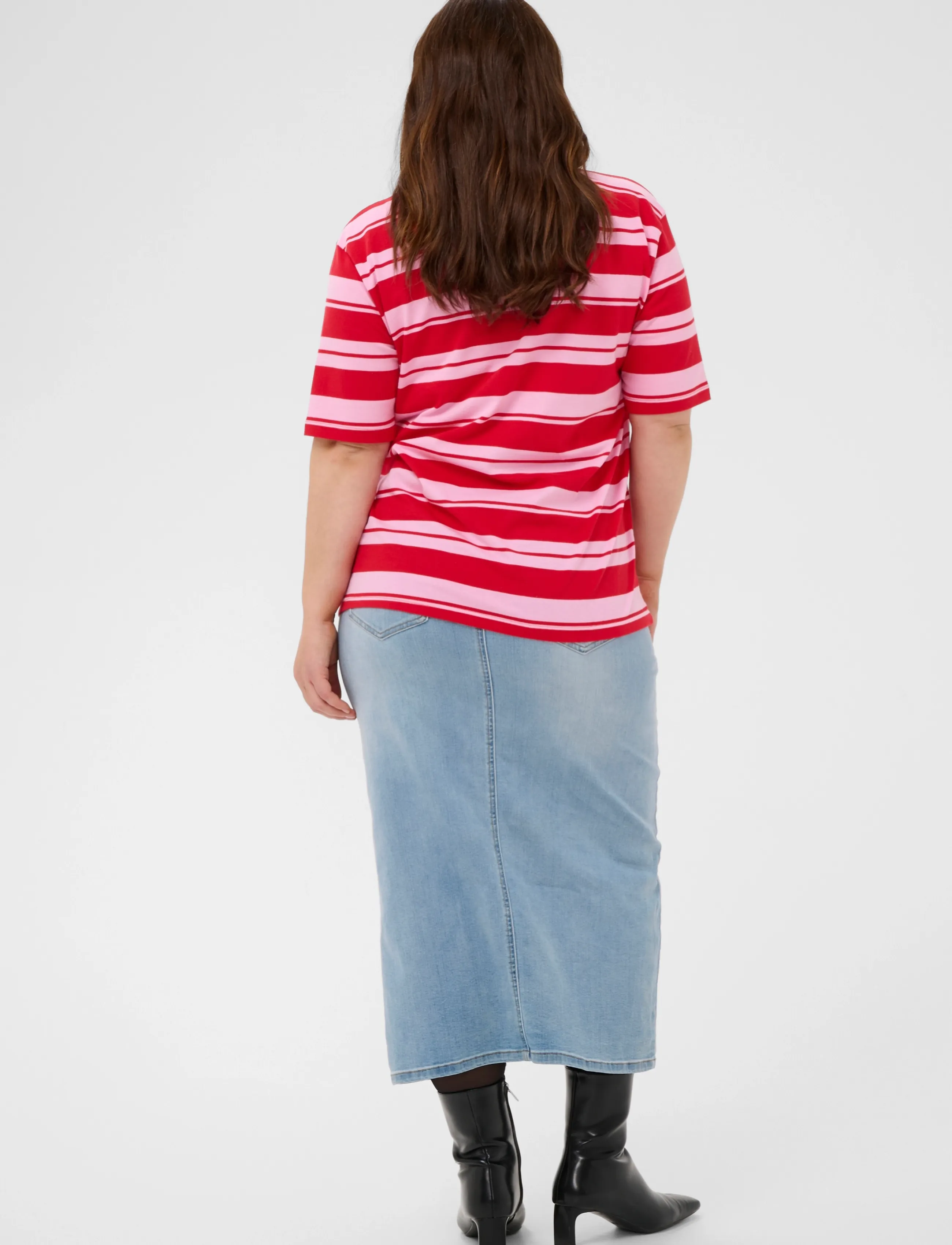 Kaffe Curve - KCwinni Multistripe T-Shirt - t-särgid - true red/pink stripes - 4