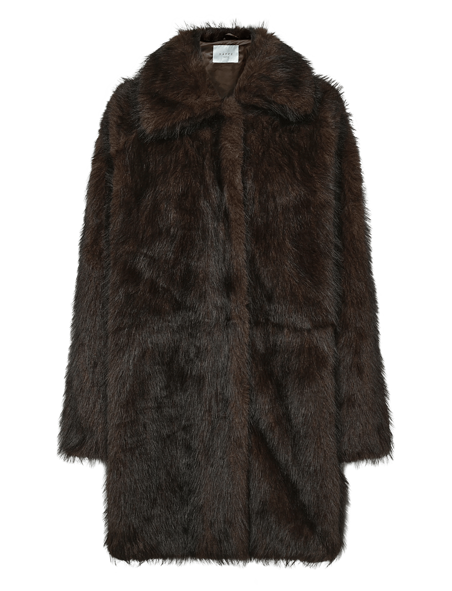 Kaffe Curve - KCaurola Coat - kunstpelz - dark brown fur - 0
