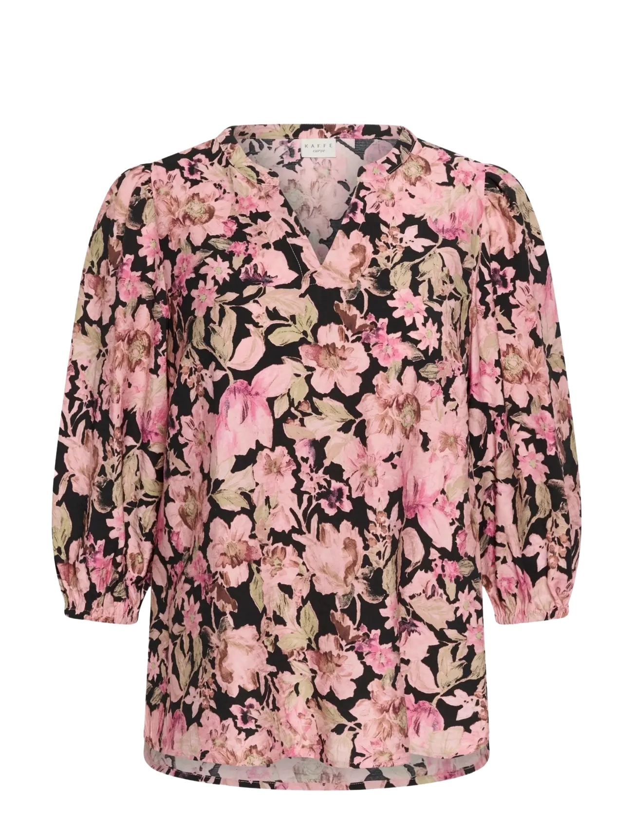 Kaffe Curve KCsarina Blouse - Kaffe Curve - PINK FLOWER PRINT / pink/rose
