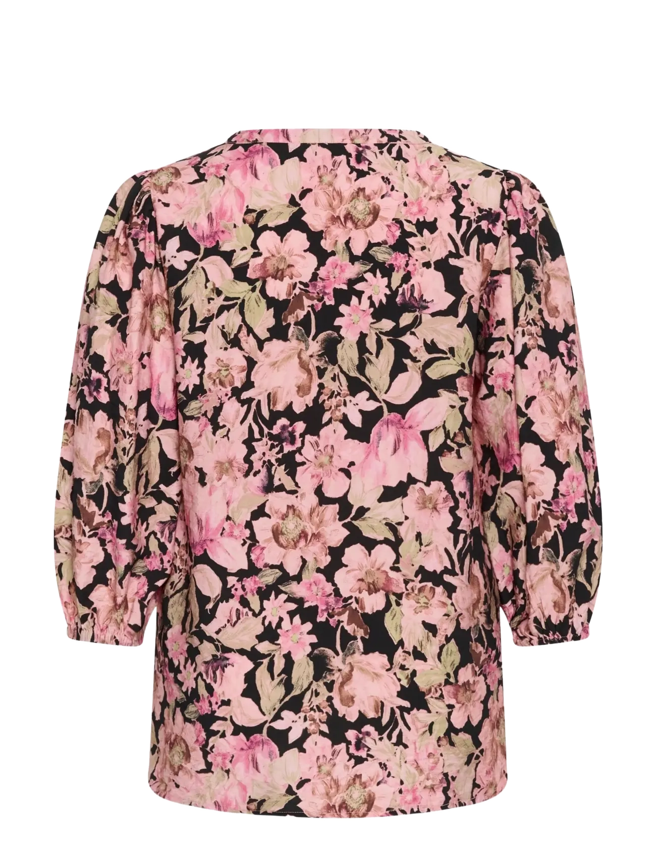 Kaffe Curve - KCsarina Blouse - långärmade blusar - pink flower print - 1