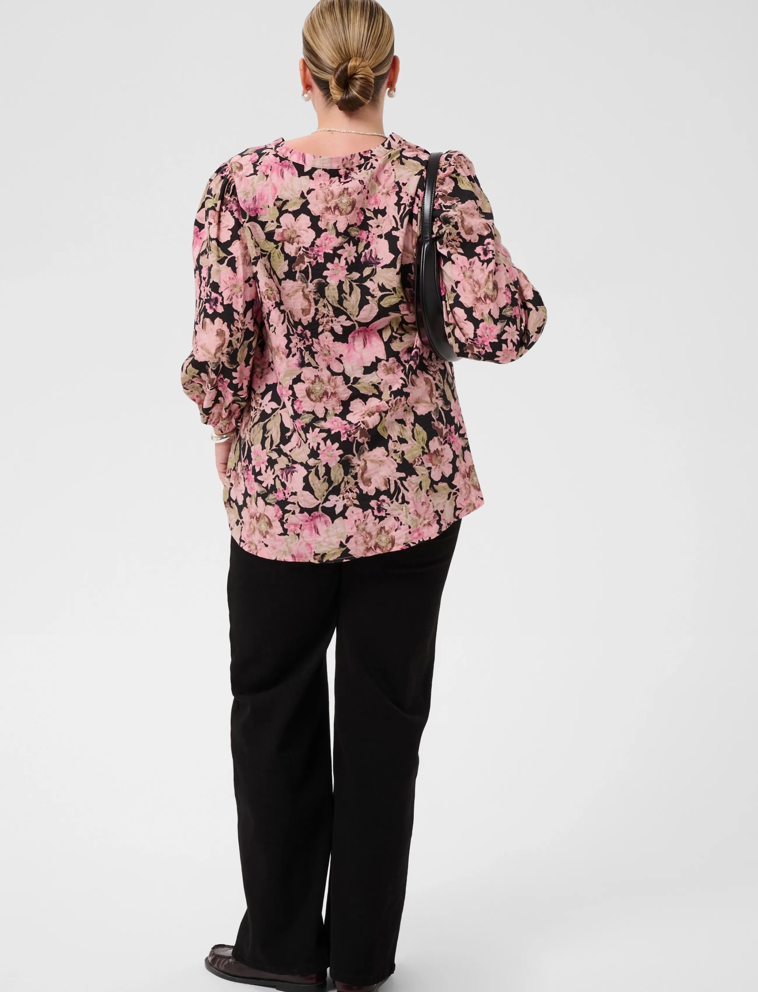 Kaffe Curve - KCsarina Blouse - langærmede bluser - pink flower print - 3