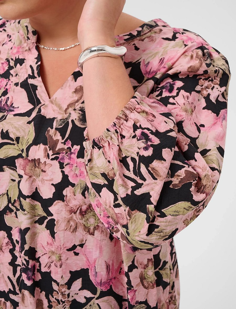 Kaffe Curve - KCsarina Blouse - langærmede bluser - pink flower print - 5