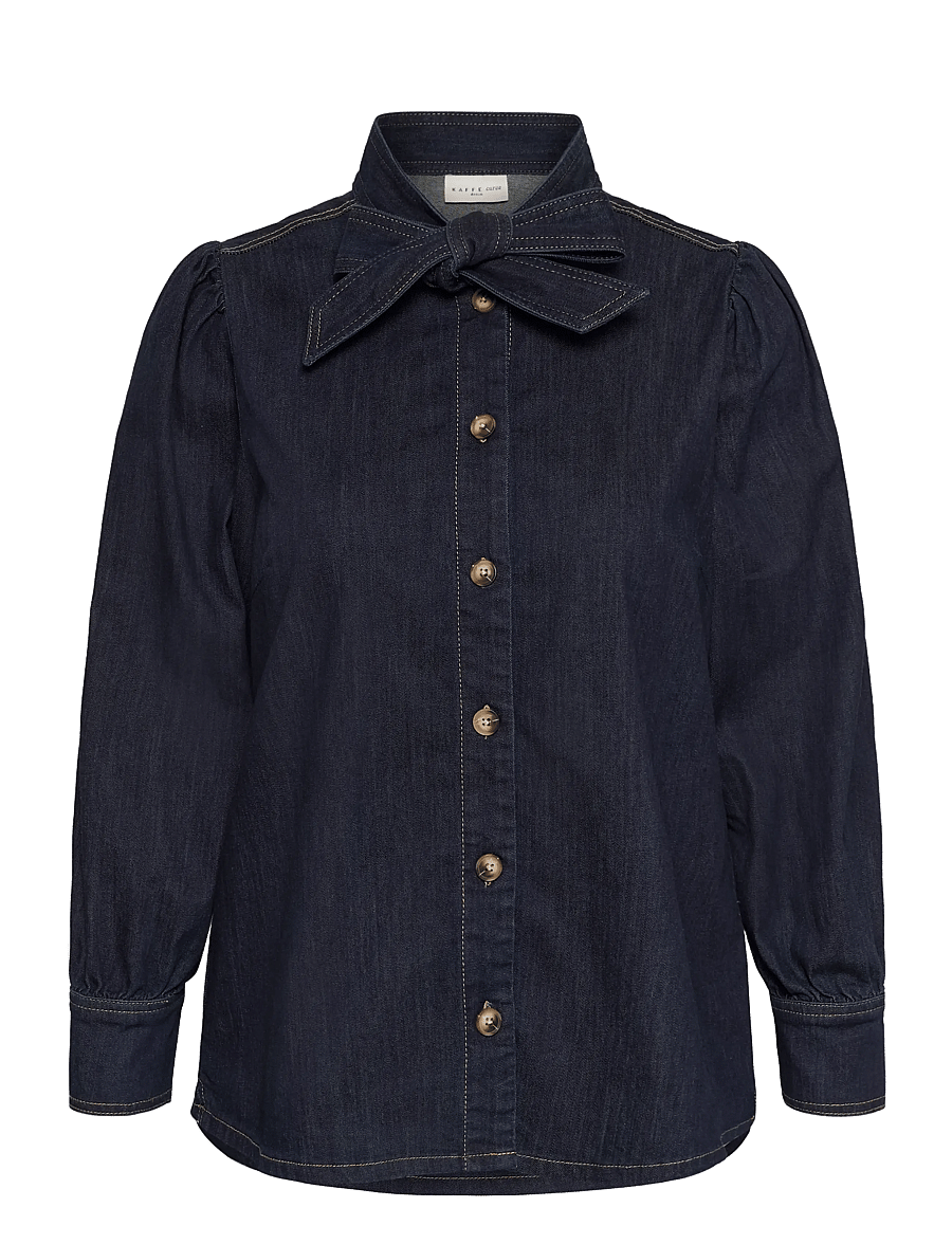 Kaffe Curve - KCmally Denim Blouse - jeansskjortor - raw blue denim - 0
