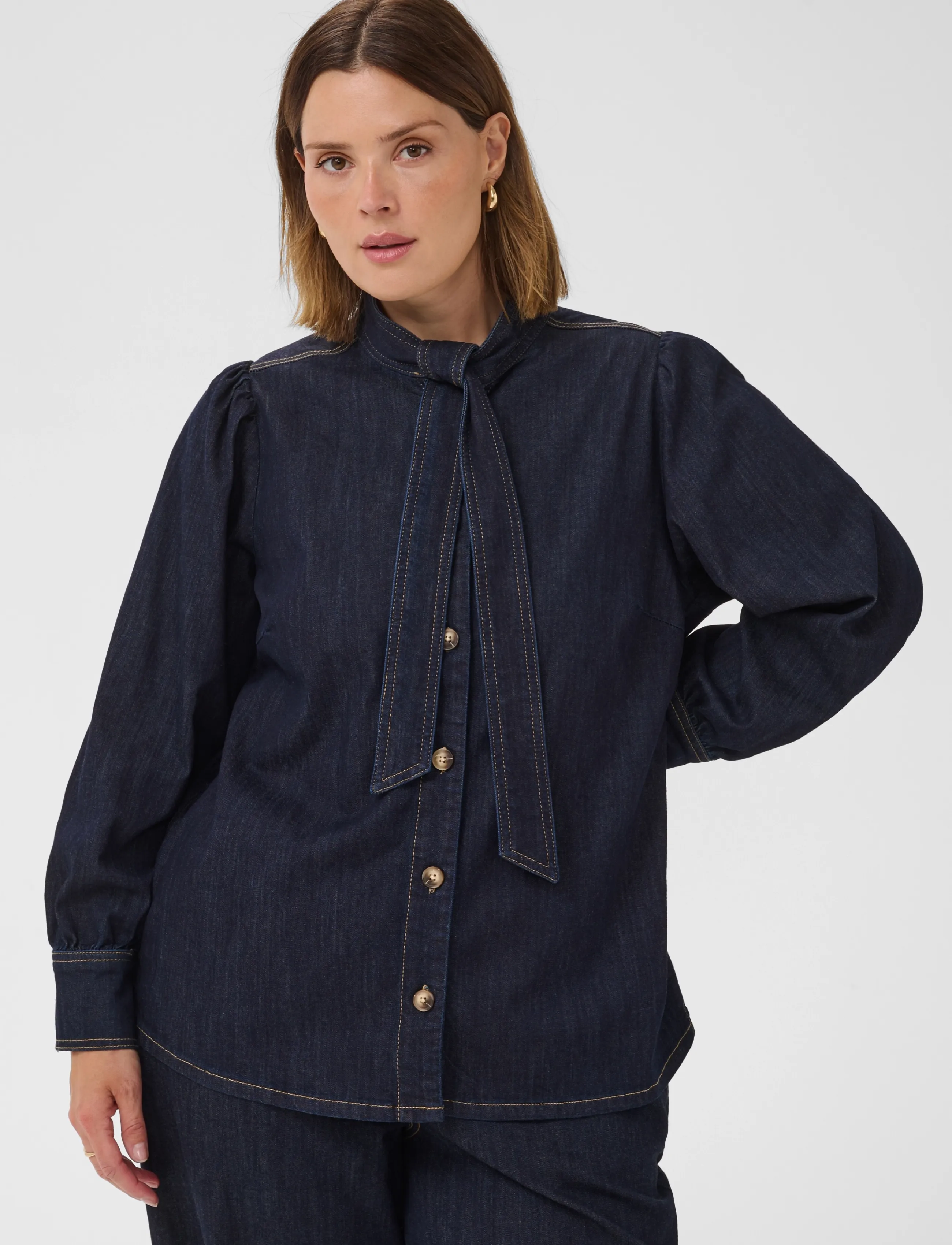 Kaffe Curve - KCmally Denim Blouse - jeansskjortor - raw blue denim - 2