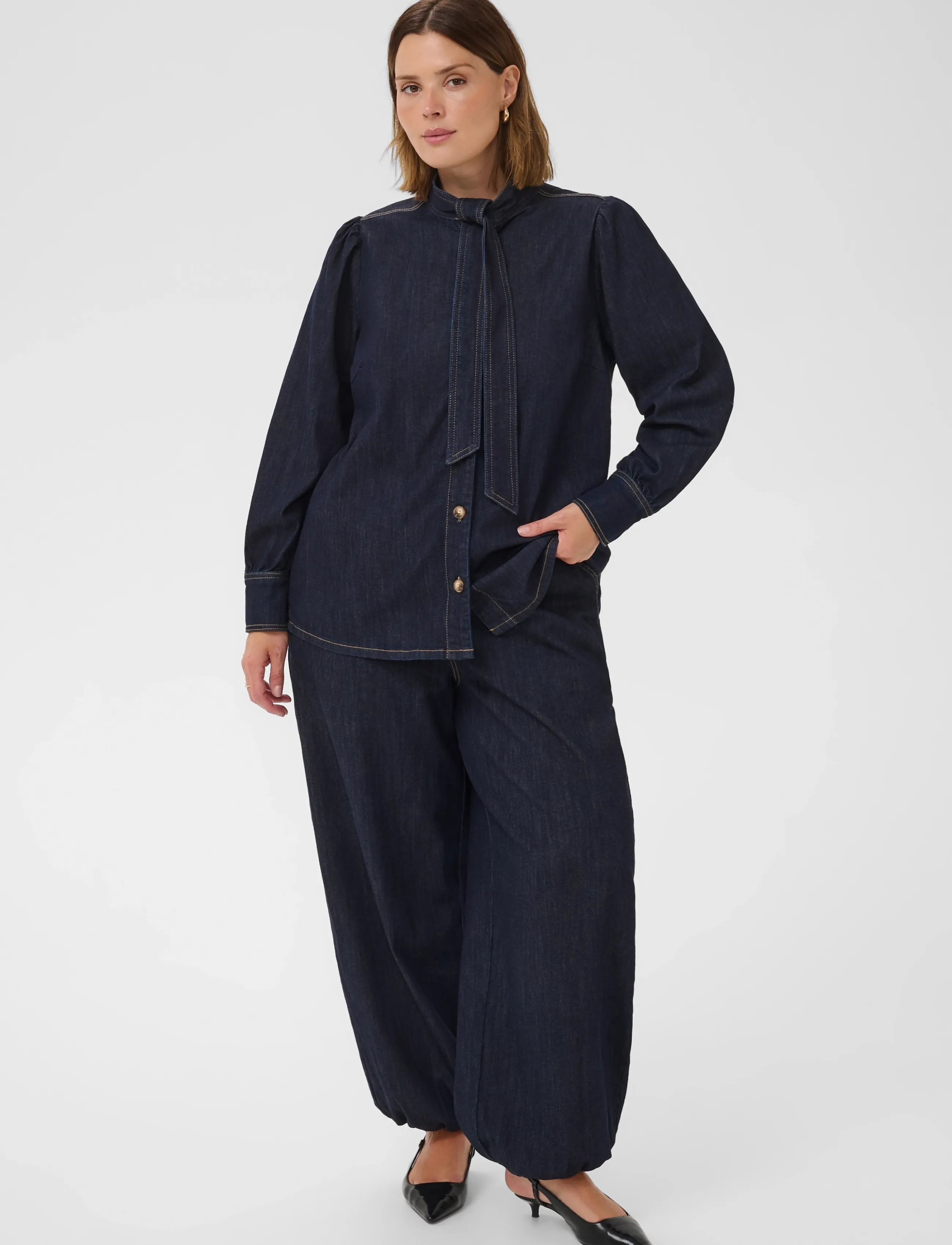 Kaffe Curve - KCmally Denim Blouse - jeansskjortor - raw blue denim - 3