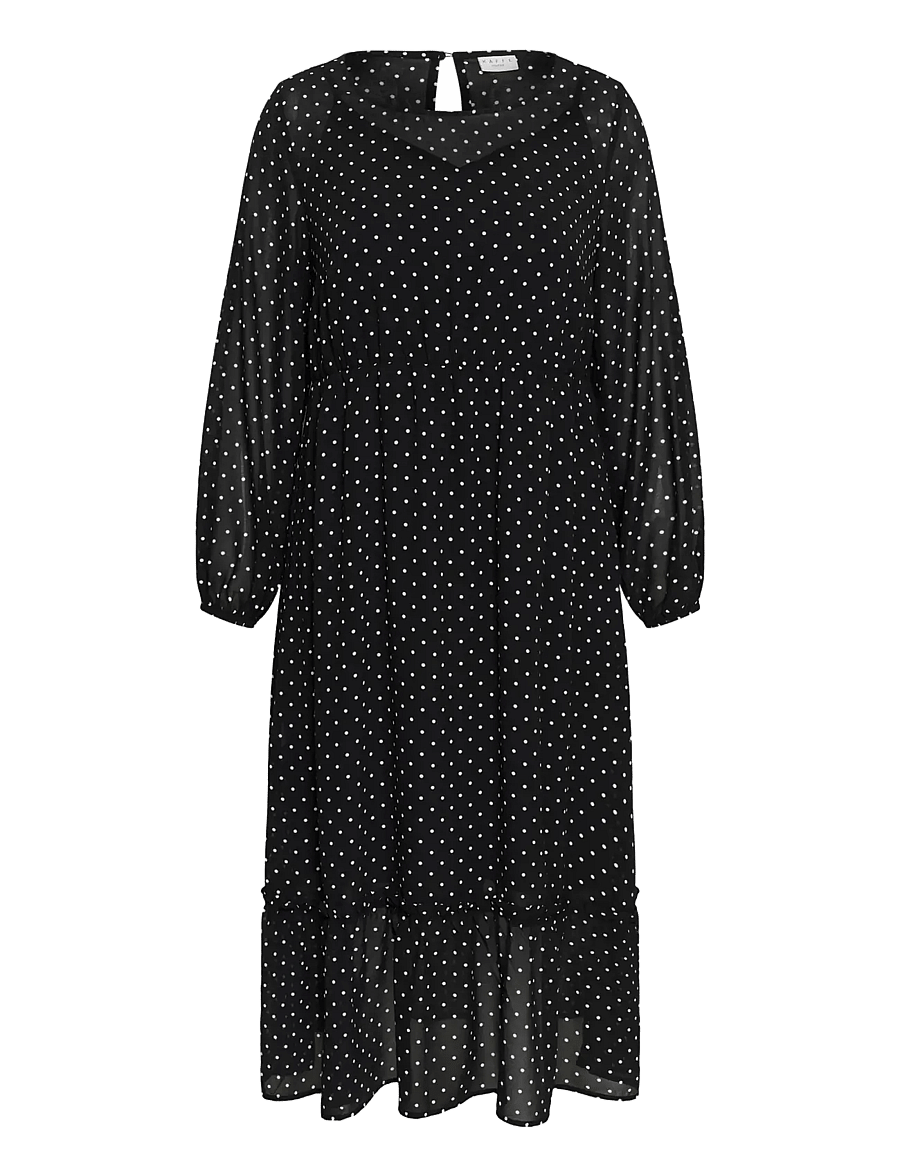 Kaffe Curve - KCminda Dress - midi kjoler - black w. white dot - 0