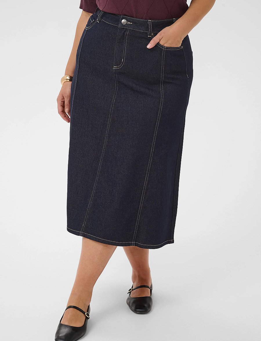 Kaffe Curve - KCgithanna Skirt - denim skirts - dark blue unwashed denim - 2