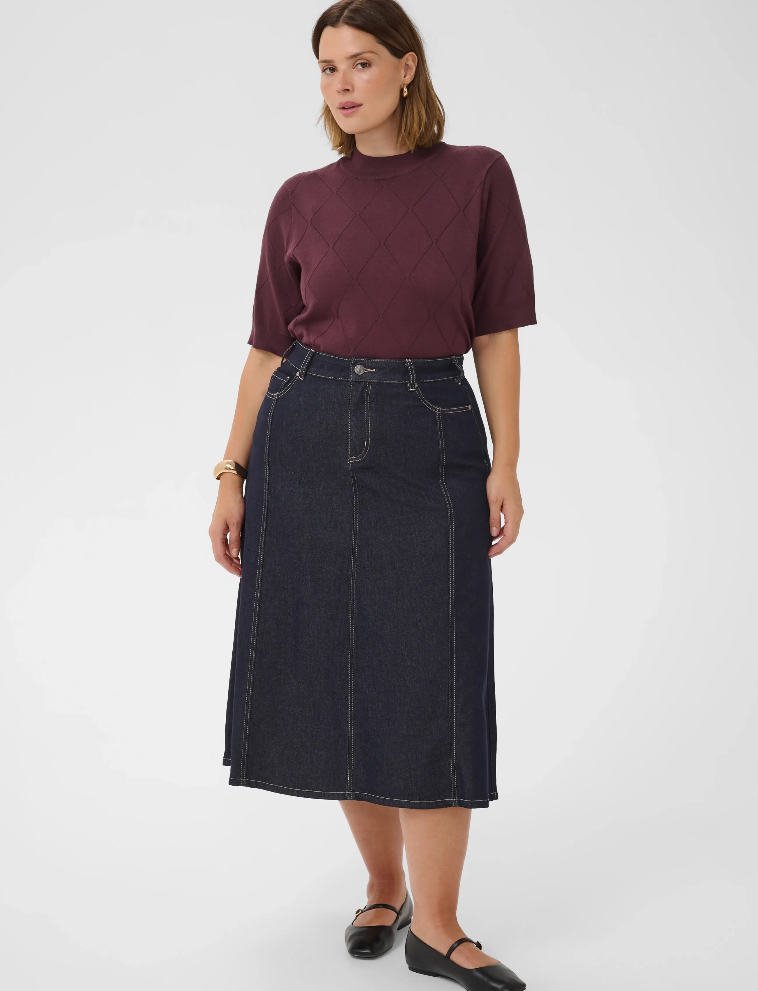 Kaffe Curve - KCgithanna Skirt - denim skirts - dark blue unwashed denim - 3