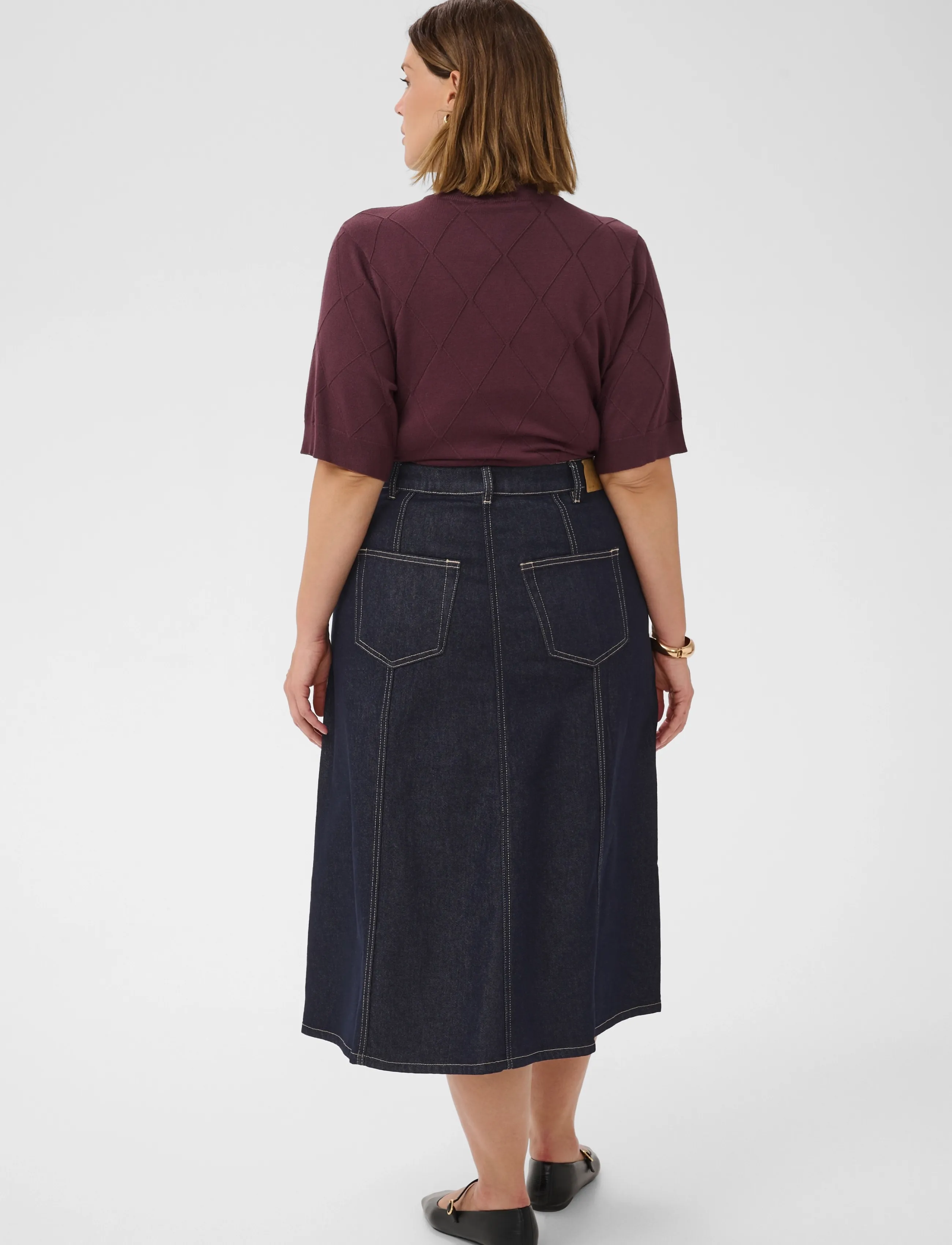 Kaffe Curve - KCgithanna Skirt - denim skirts - dark blue unwashed denim - 4