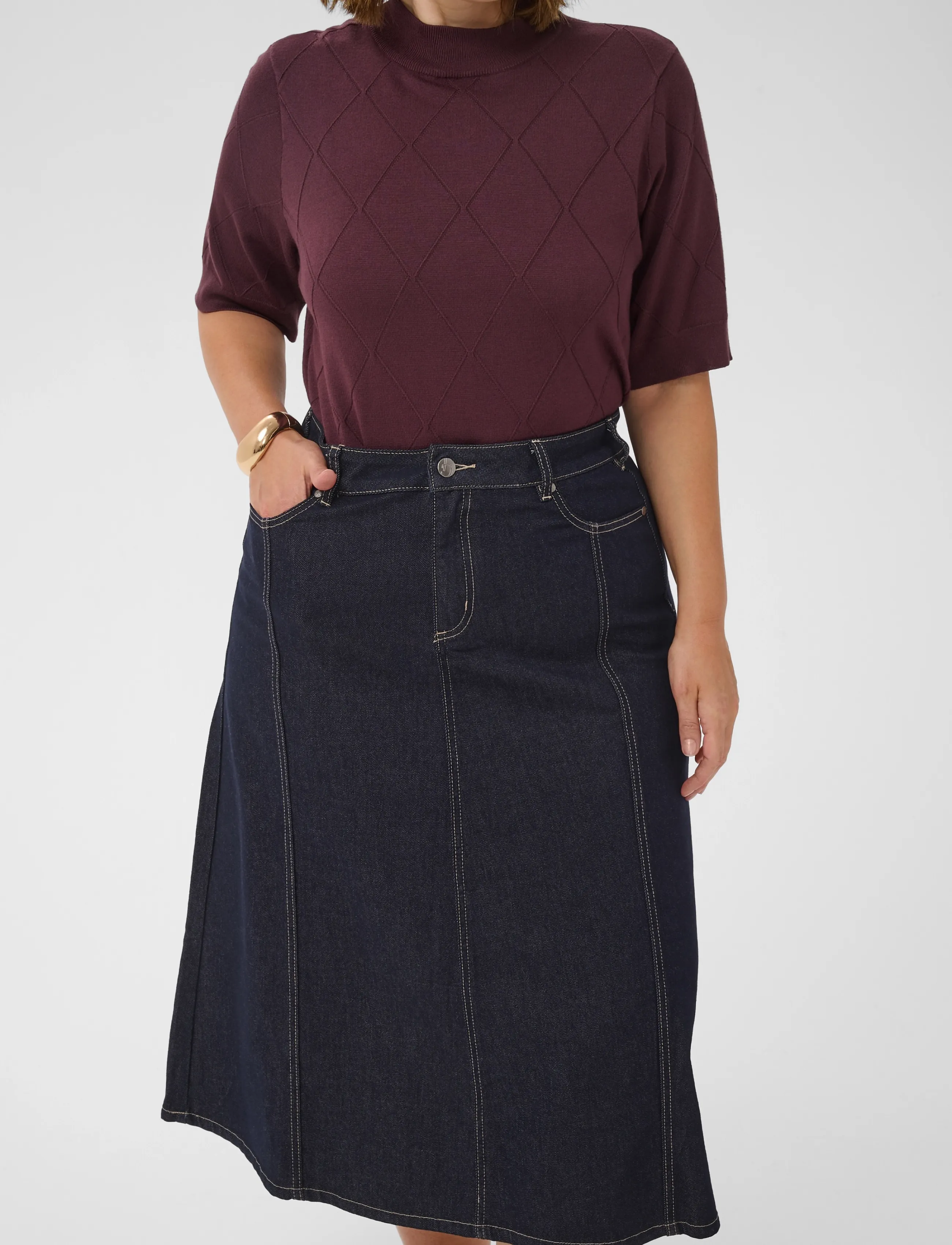 Kaffe Curve - KCgithanna Skirt - denim skirts - dark blue unwashed denim - 5
