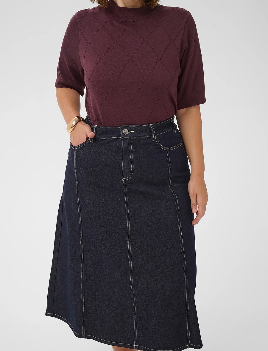 Kaffe Curve - KCgithanna Skirt - denim skirts - dark blue unwashed denim - 5