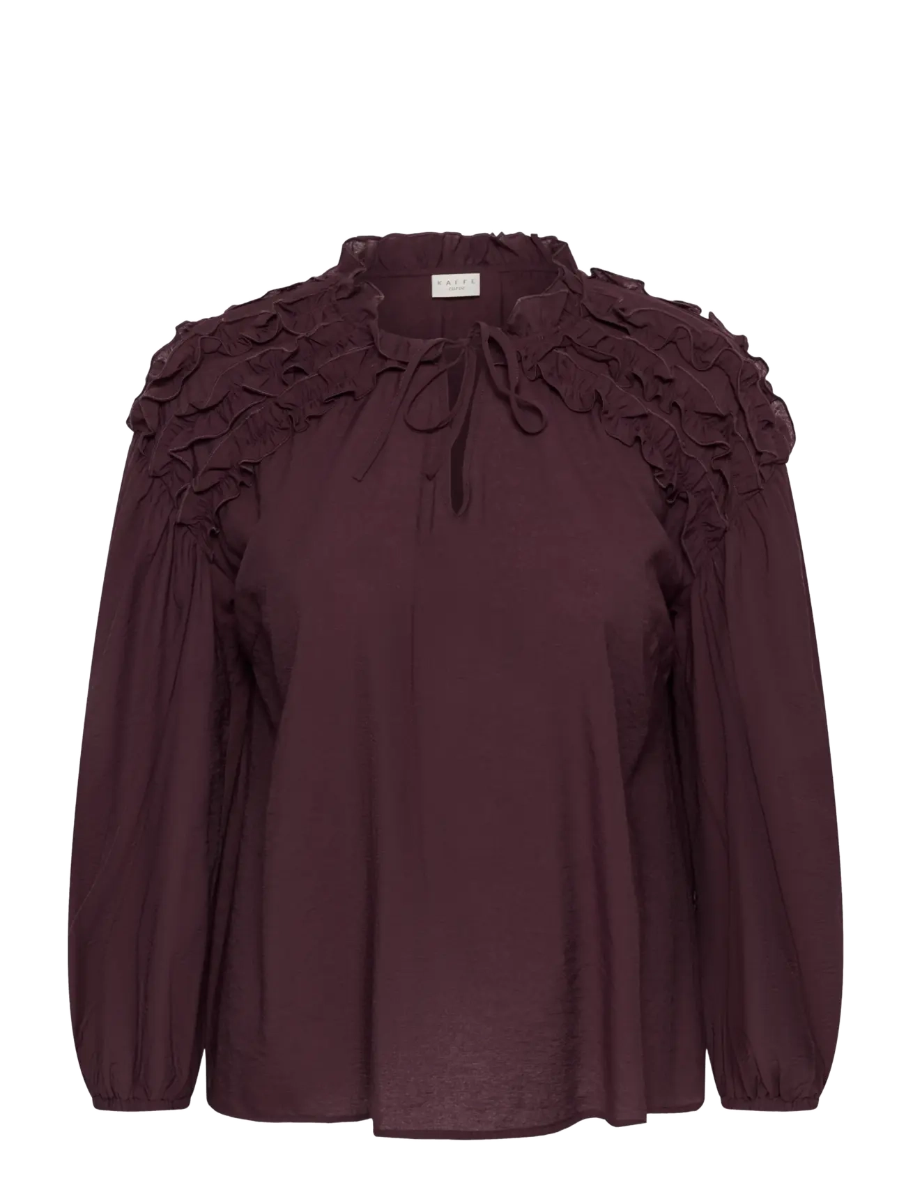 Kaffe Curve Kcnicola Ruffle Shirt, Kvinder, Flæseskjorte, Brun, Str: 52