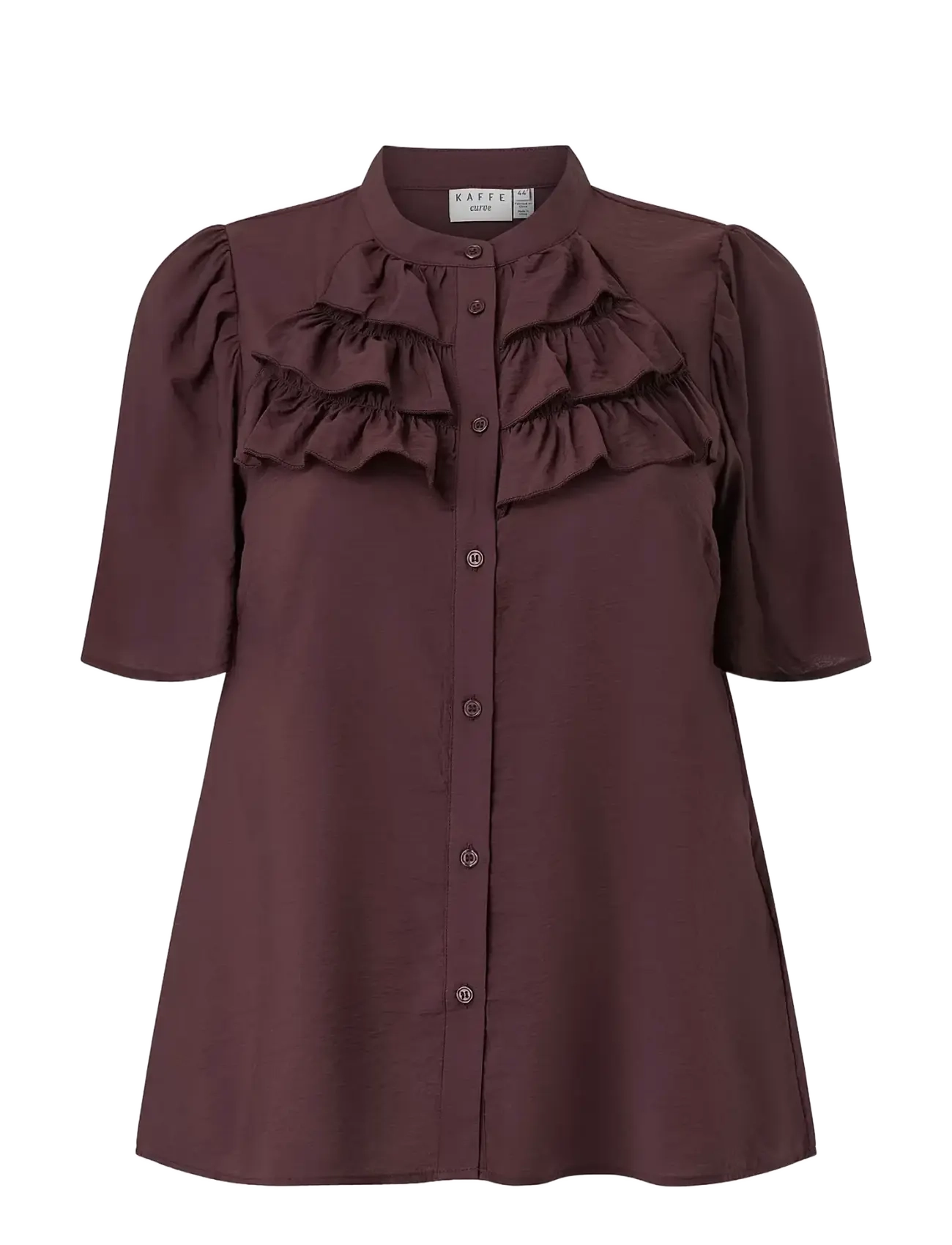Kaffe Curve KCnicola Ruffle Shirt - Kaffe Curve - FUDGE / brown