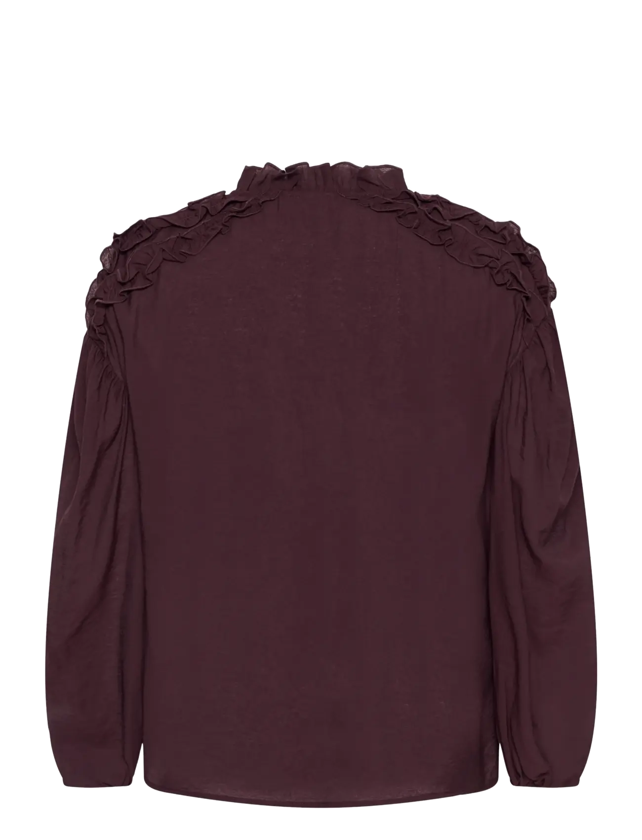 Kaffe Curve - KCnicola Ruffle Shirt - långärmade skjortor - fudge - 1