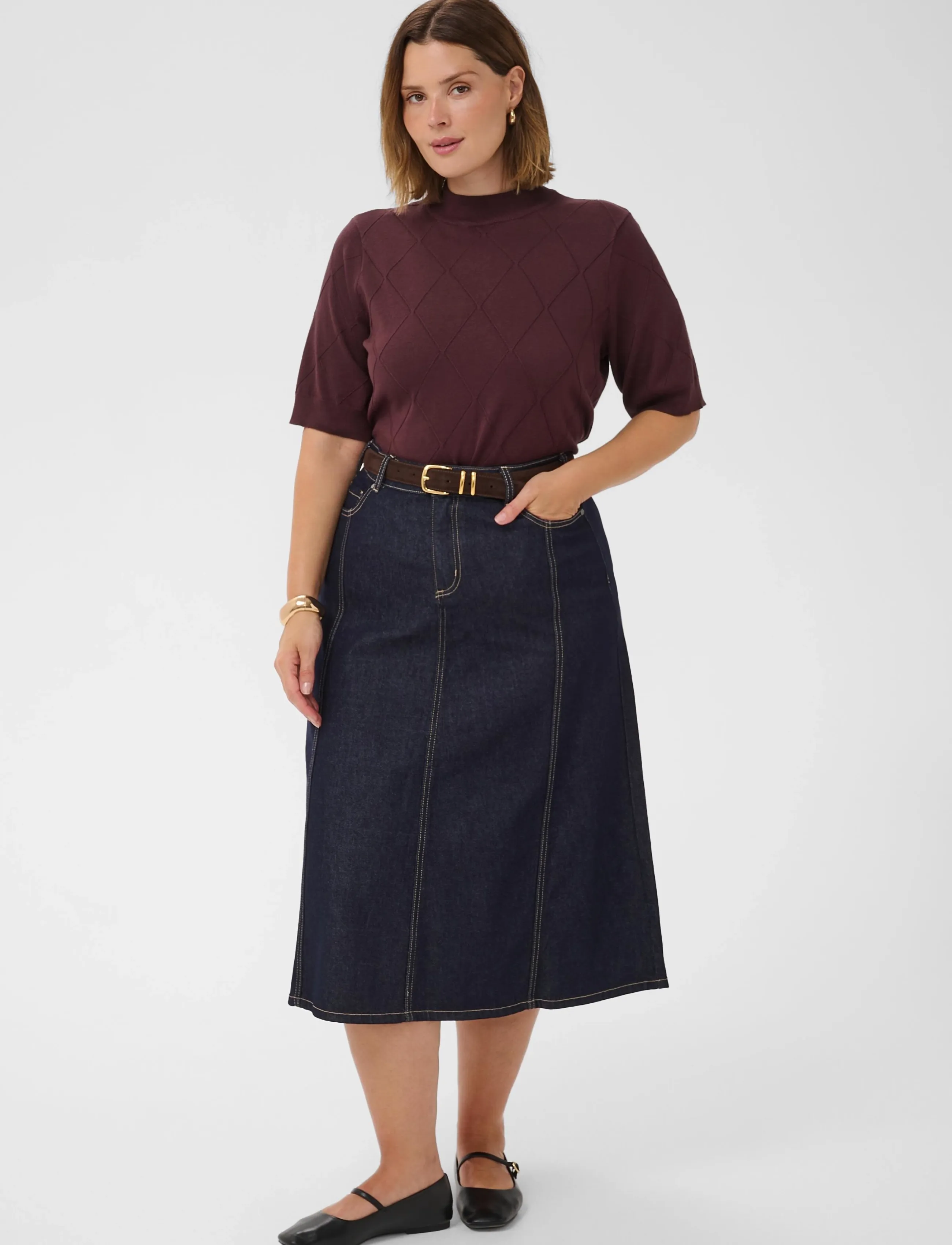 Kaffe Curve - KClizzy Argyle Knit - striktrøjer - fudge - 3