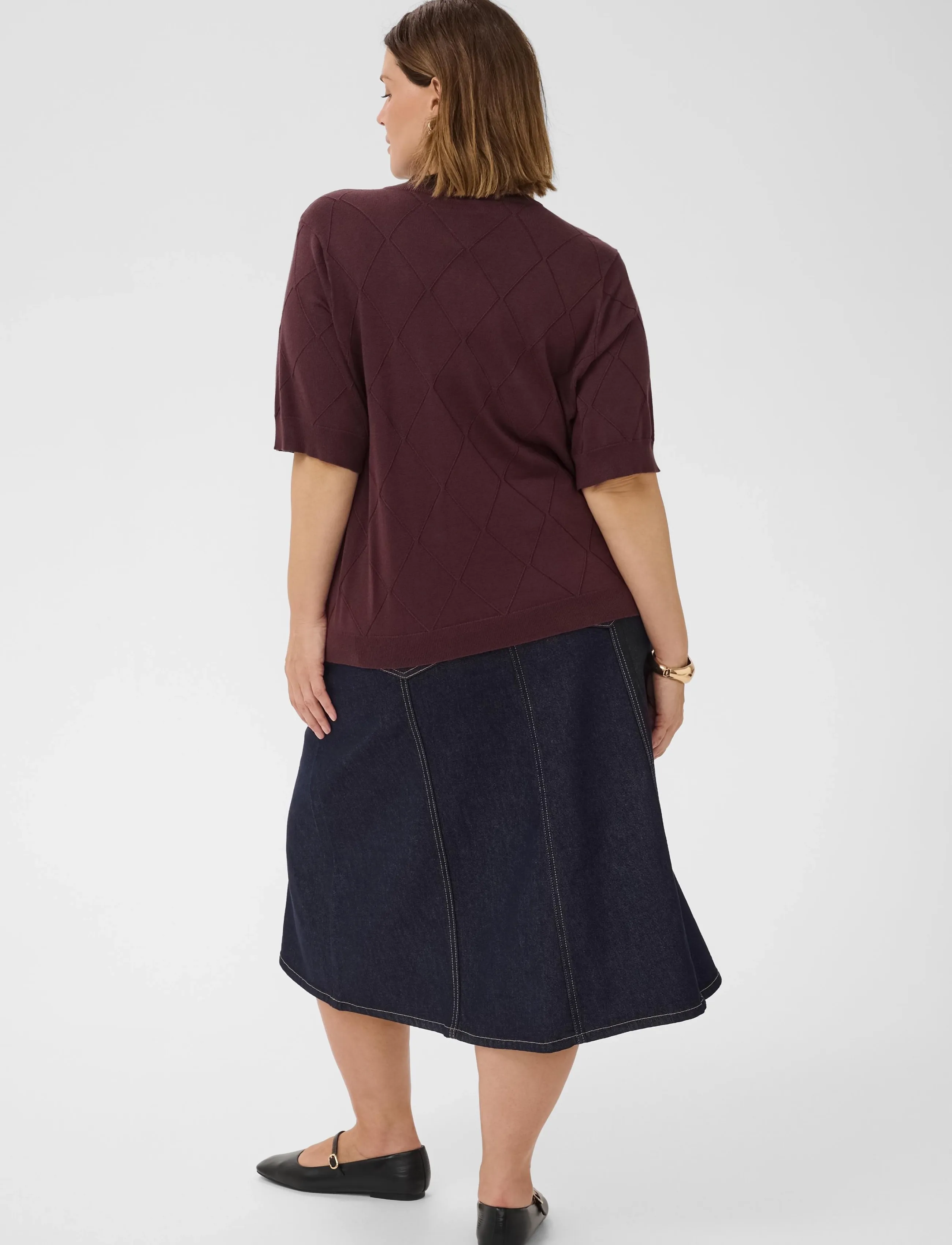 Kaffe Curve - KClizzy Argyle Knit - striktrøjer - fudge - 4