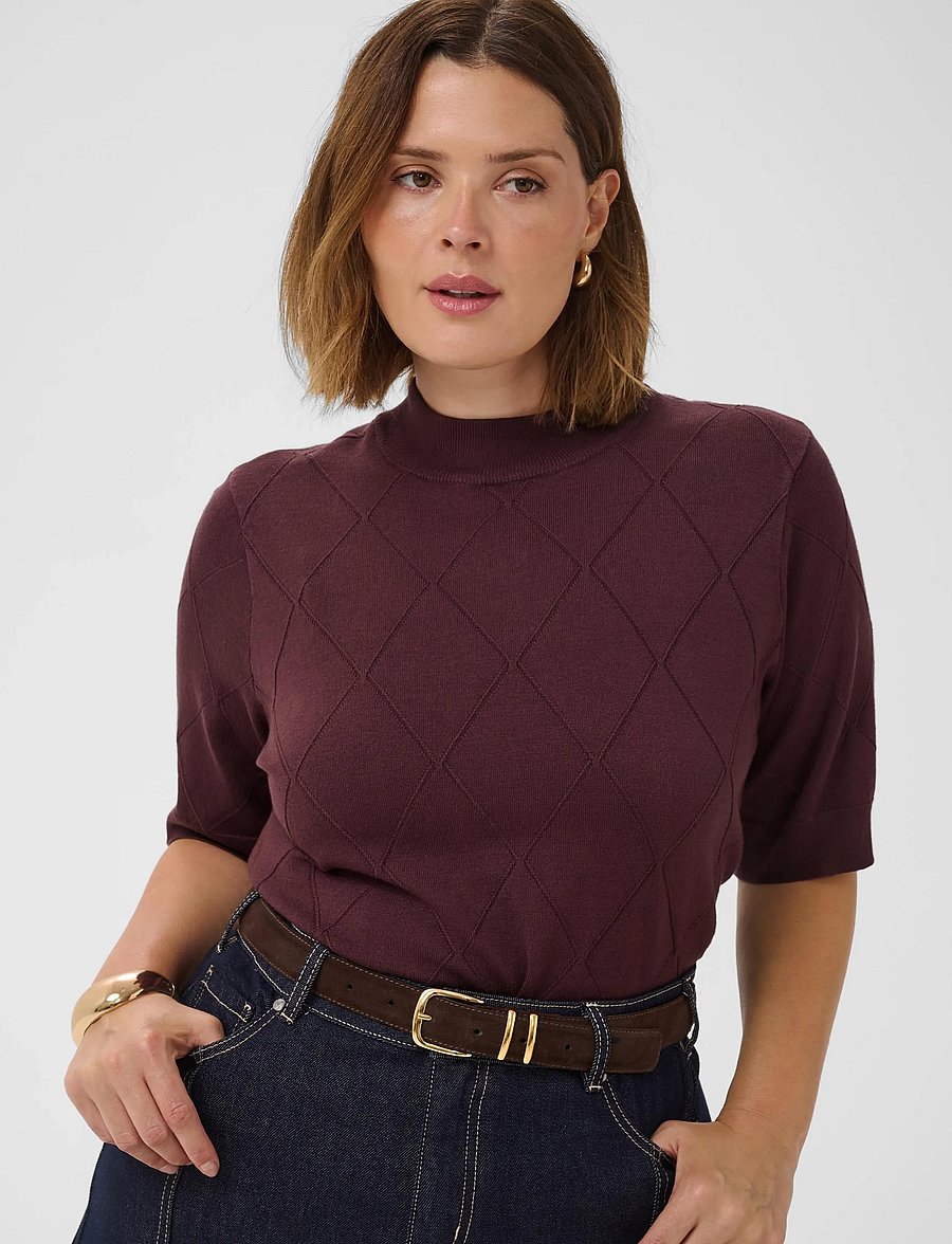 Kaffe Curve - KClizzy Argyle Knit - striktrøjer - fudge - 5