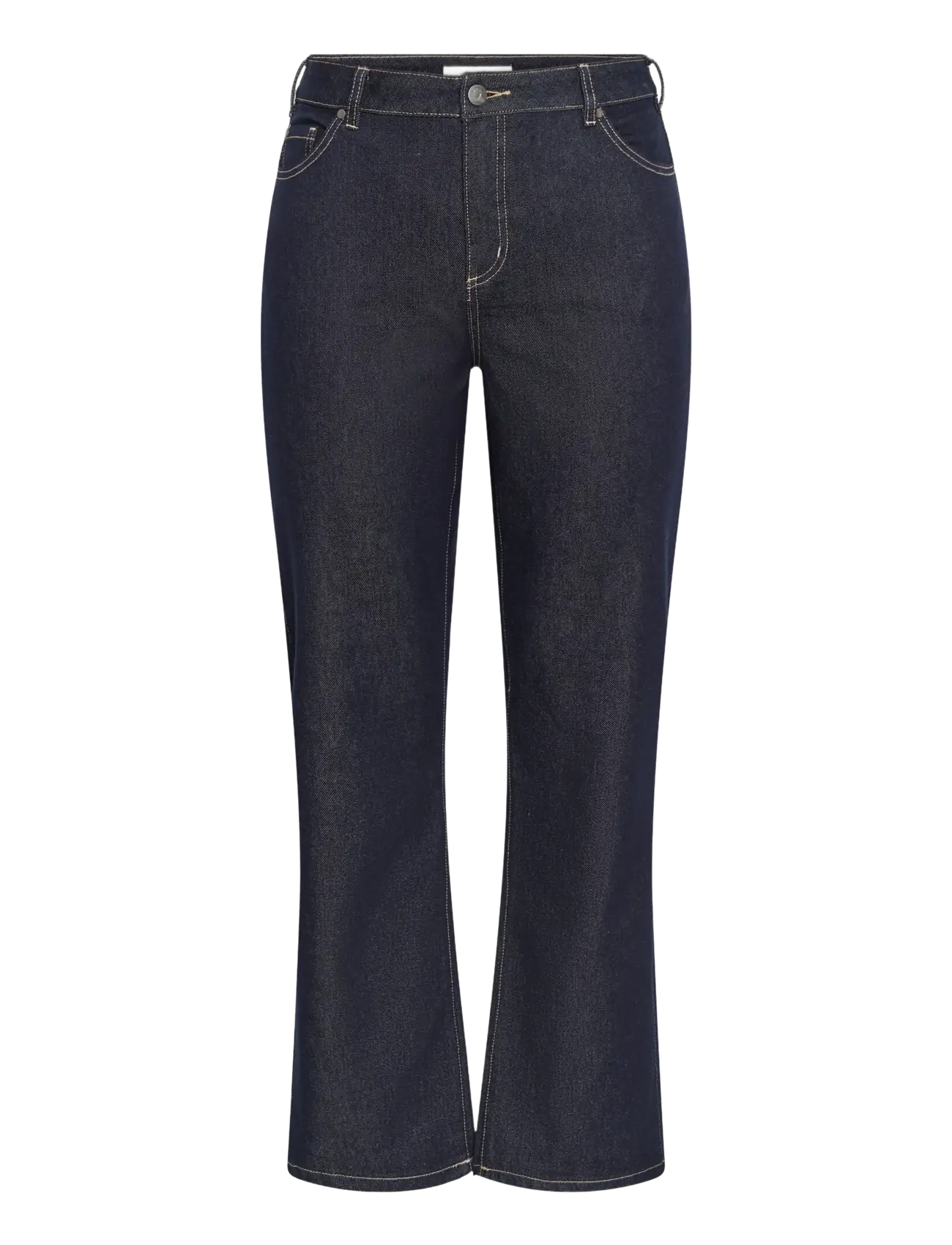 Kaffe Curve KCflora Straight Full Lenght Jeans - Kaffe Curve - DARK BLUE UNWASHED DENIM / navy