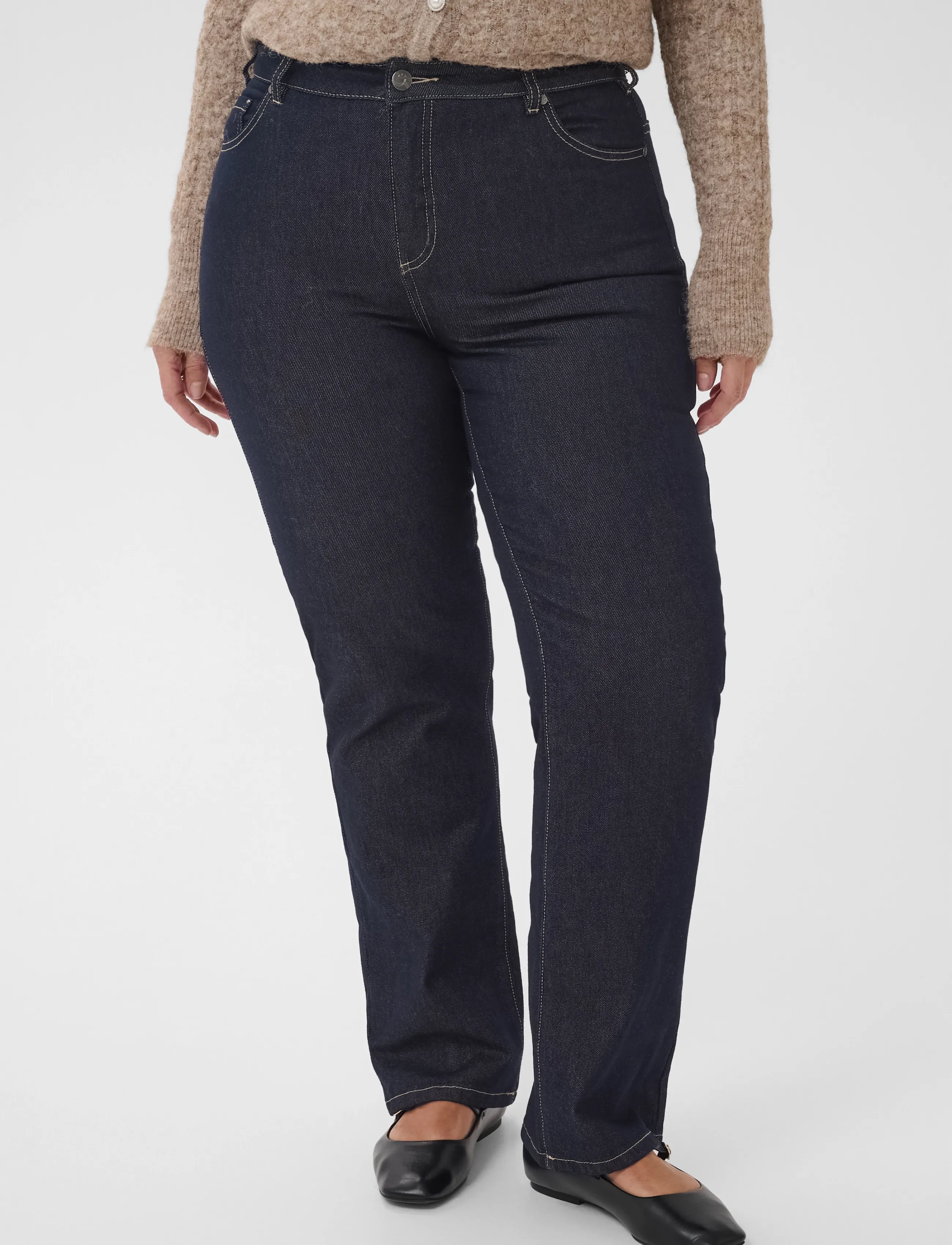 Kaffe Curve - KCflora Straight Full Lenght Jeans - dark blue unwashed denim - 1
