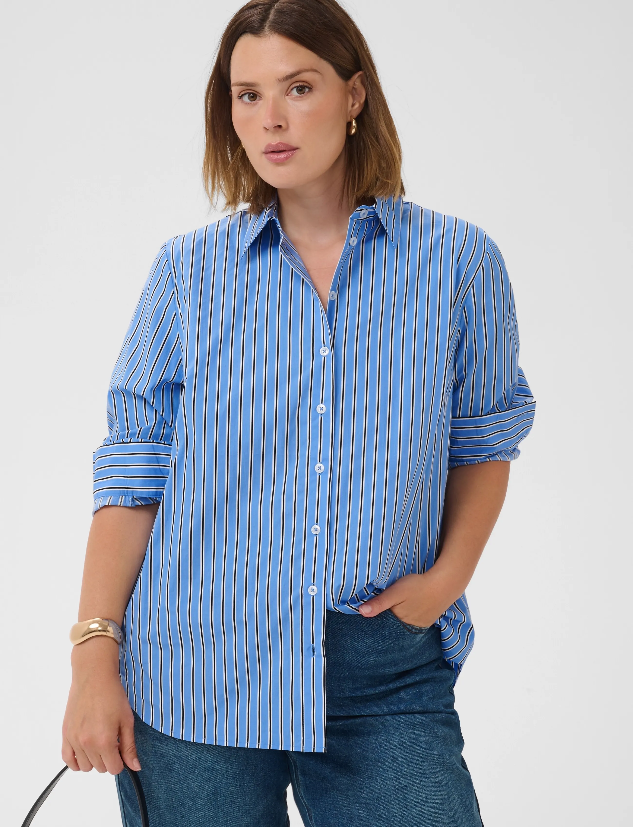 Kaffe Curve - KCsavina Shirt - langärmlige hemden - provance/chalk/black deep - 2