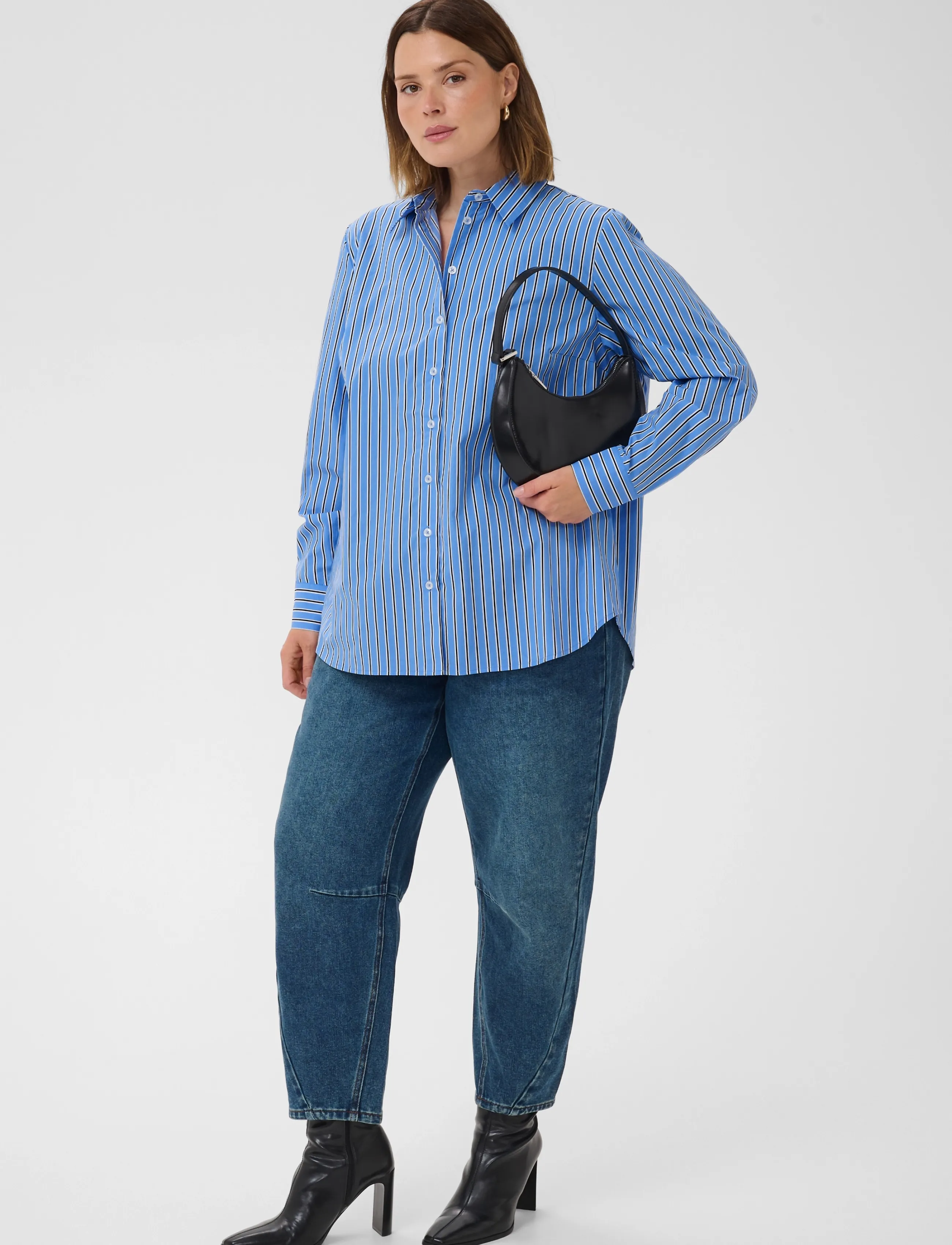 Kaffe Curve - KCsavina Shirt - langärmlige hemden - provance/chalk/black deep - 3