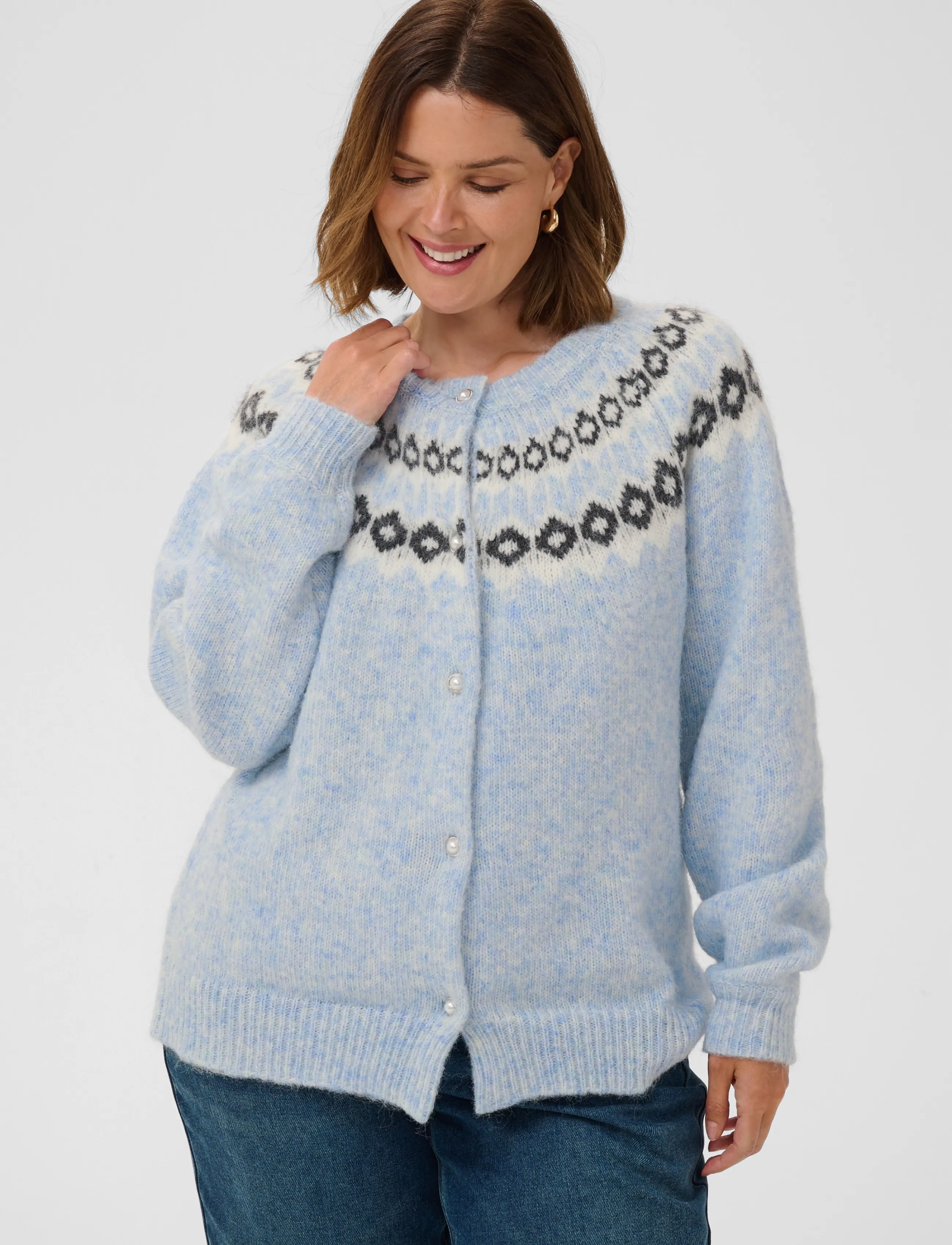 Kaffe Curve - KCbettany Cardigan - koftor - light blue melange - 2
