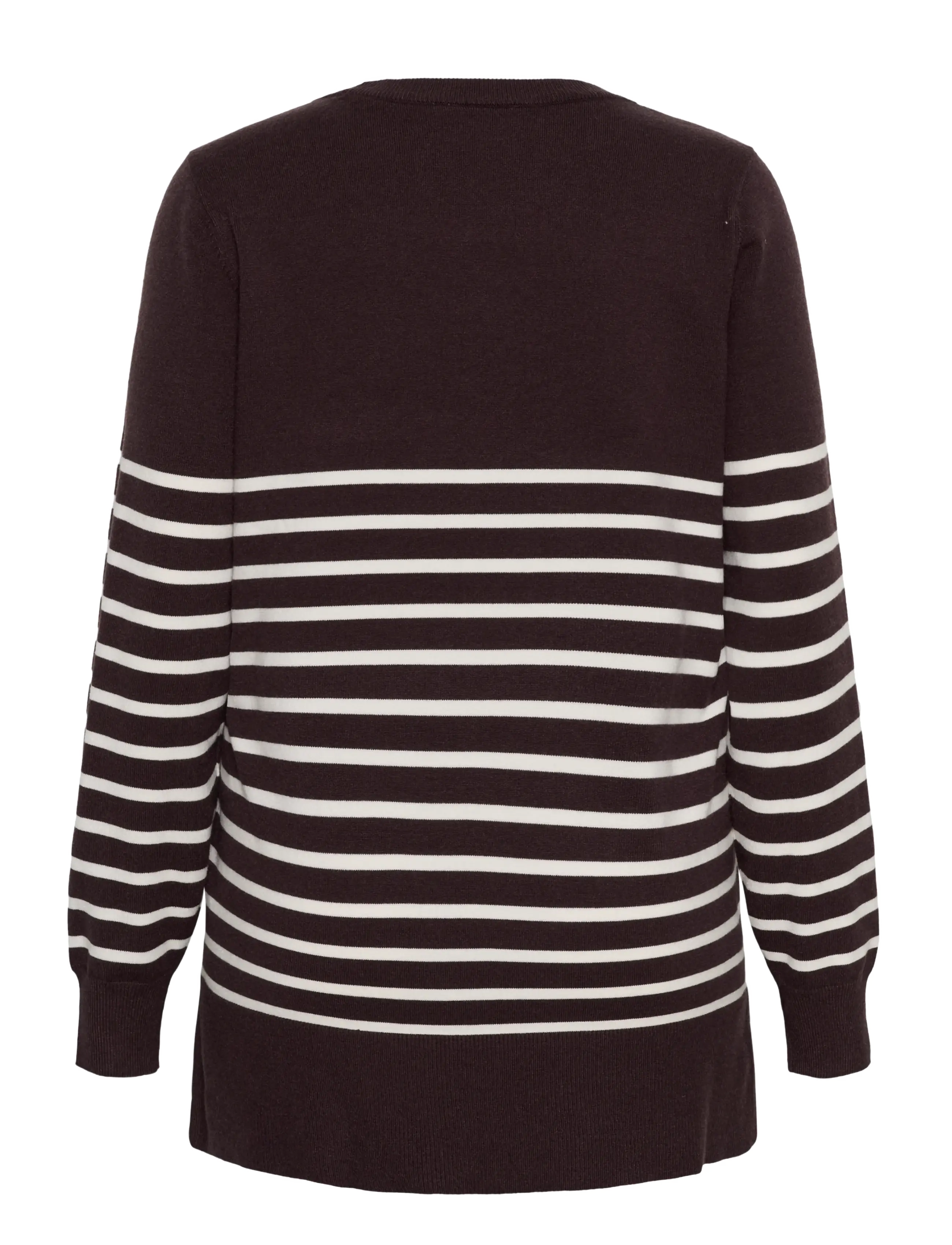 Kaffe Curve - KCliona long Pullover - striktrøjer - fudge/whisperwhite stripe - 1
