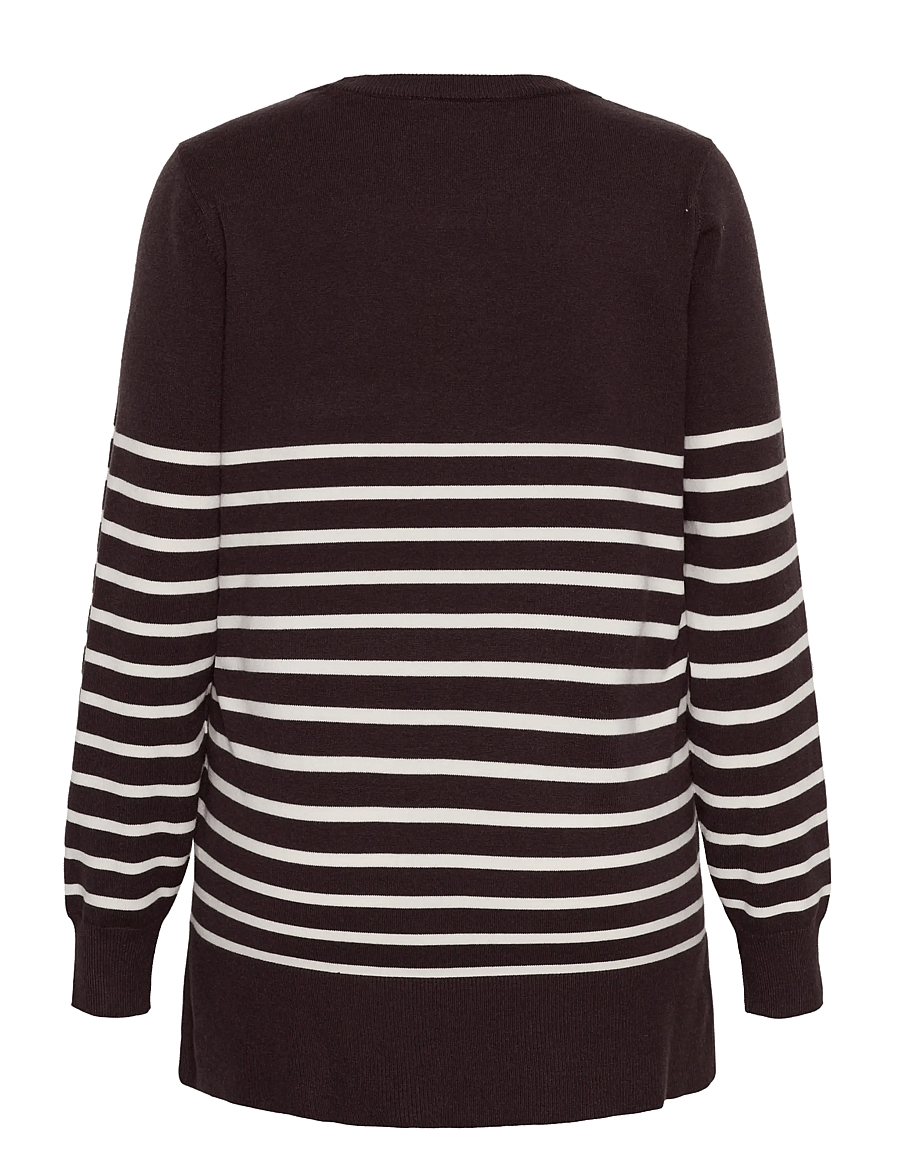 Kaffe Curve - KCliona long Pullover - striktrøjer - fudge/whisperwhite stripe - 1