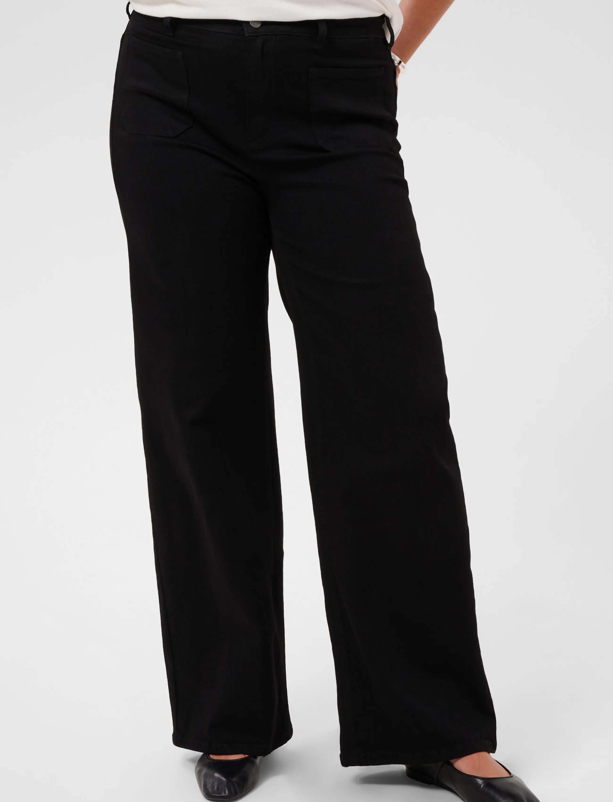 Kaffe Curve - KCbrookie Wide Full Lenght Jeans - vida jeans - black deep - 2