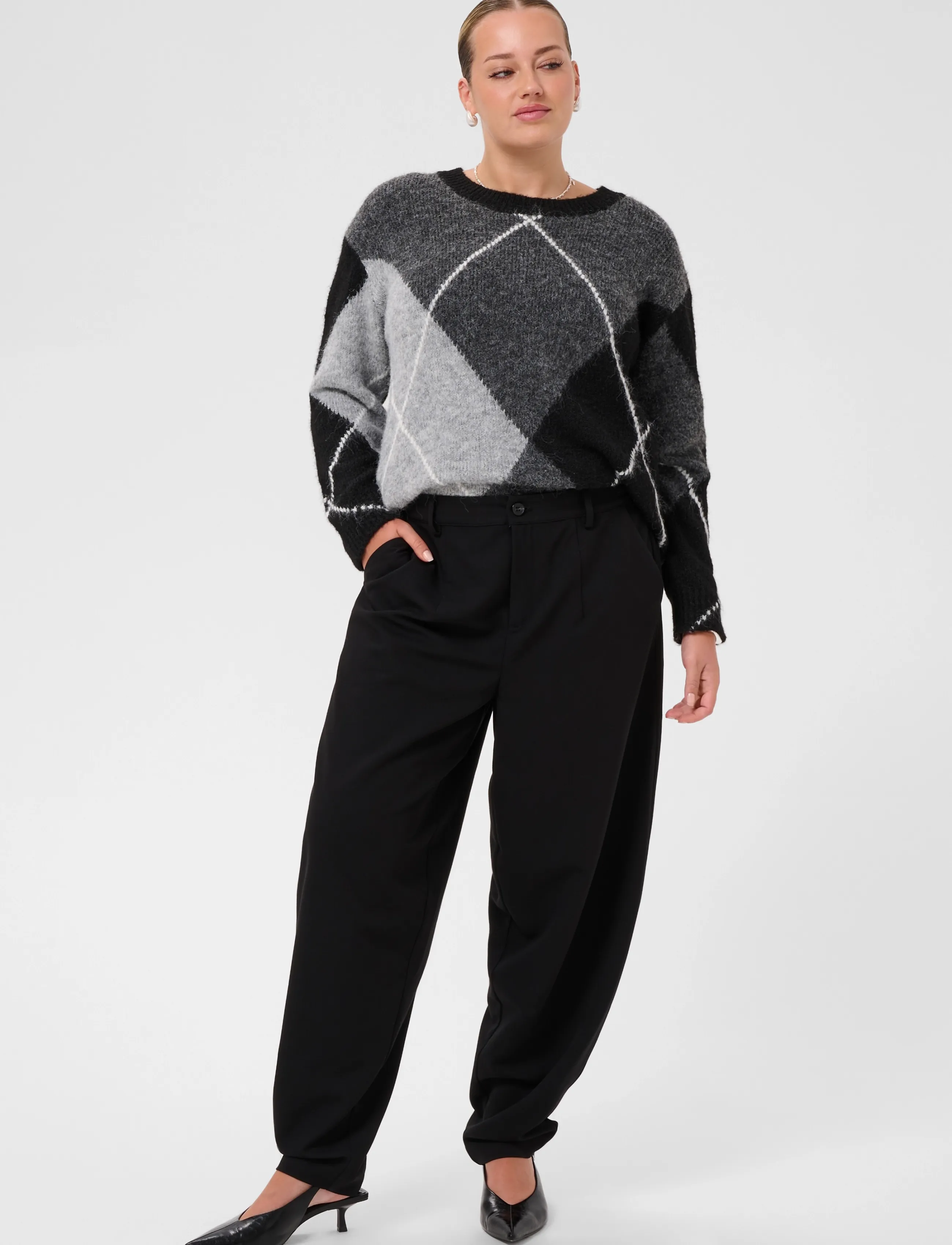 Kaffe Curve - KCsakira Barrel Pants - barrel-bukser - black deep - 3