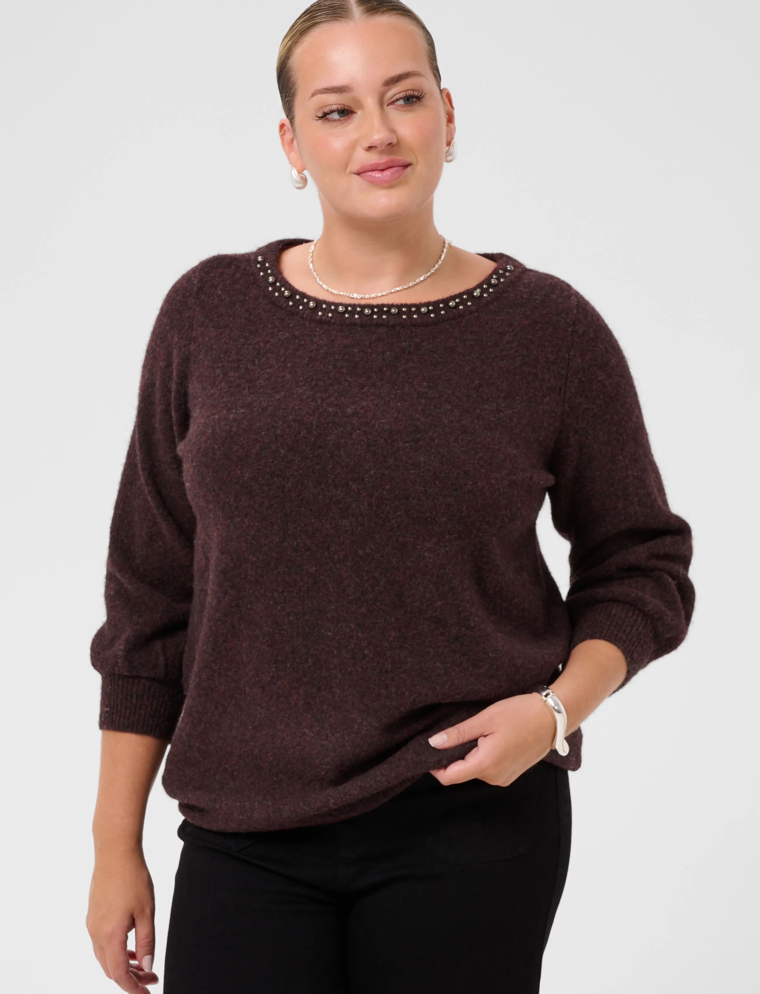 Kaffe Curve - KCselia Pullover - fudge melange - 1