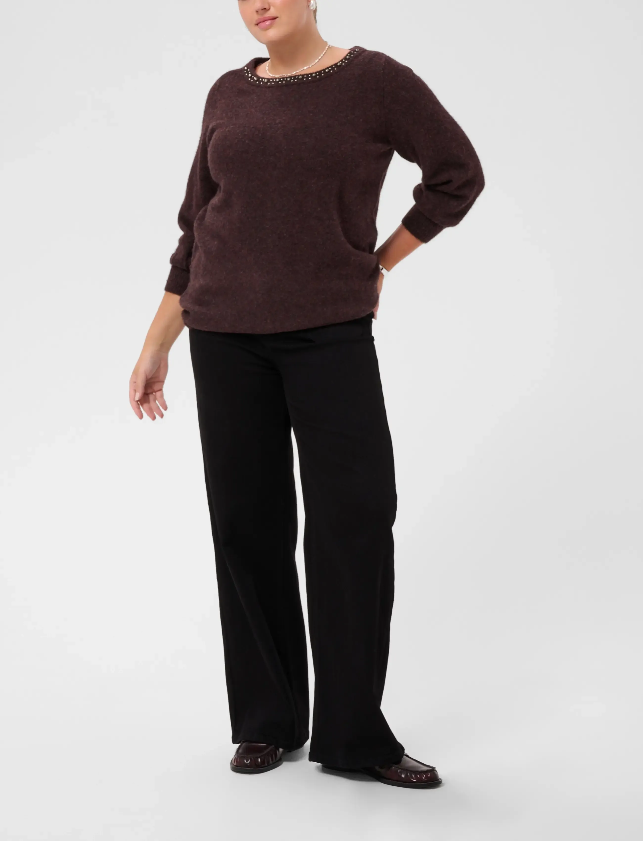 Kaffe Curve - KCselia Pullover - fudge melange - 2