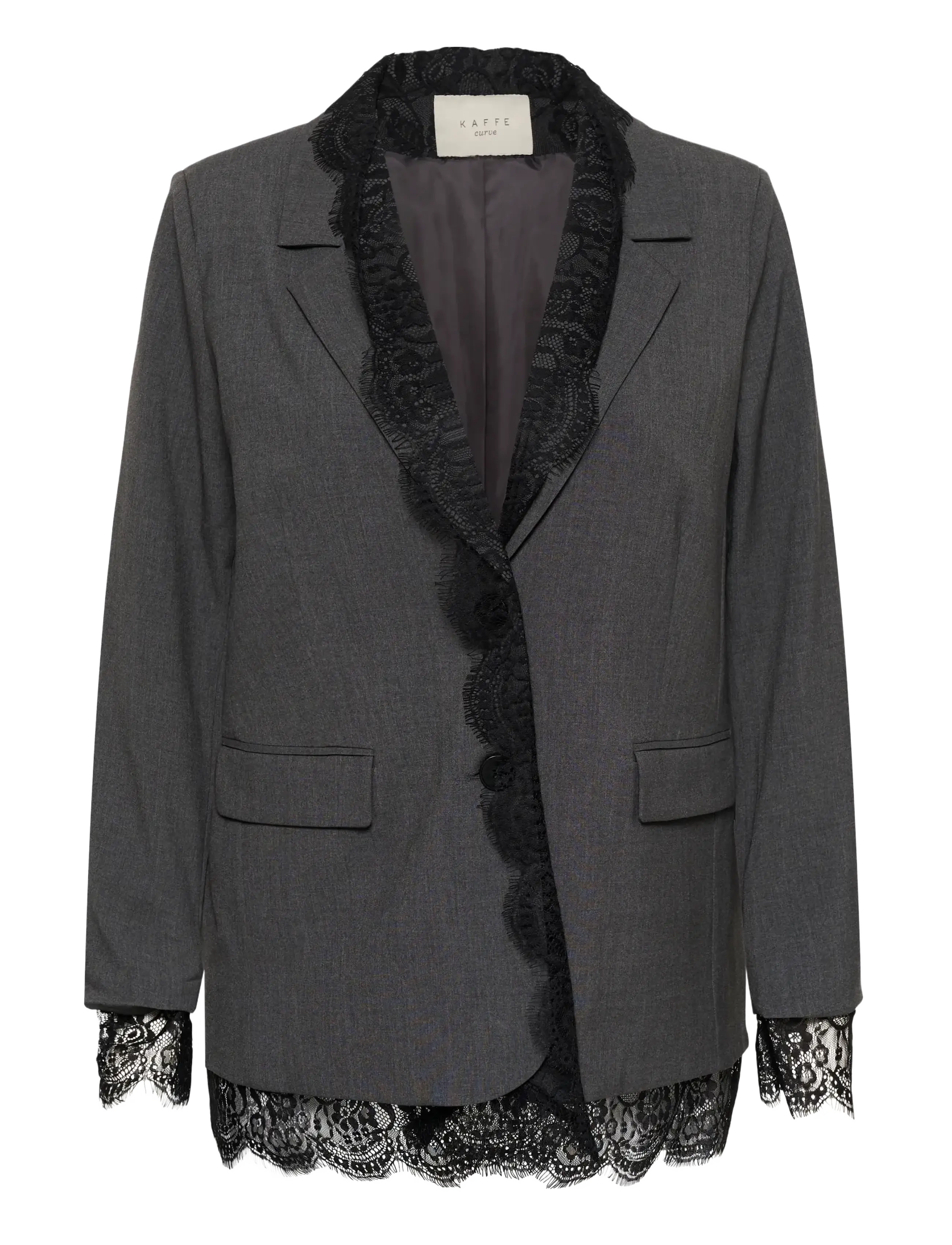 Kaffe Curve - KCriella Blazer - Üherealised pintsakud - dark grey melange - 0