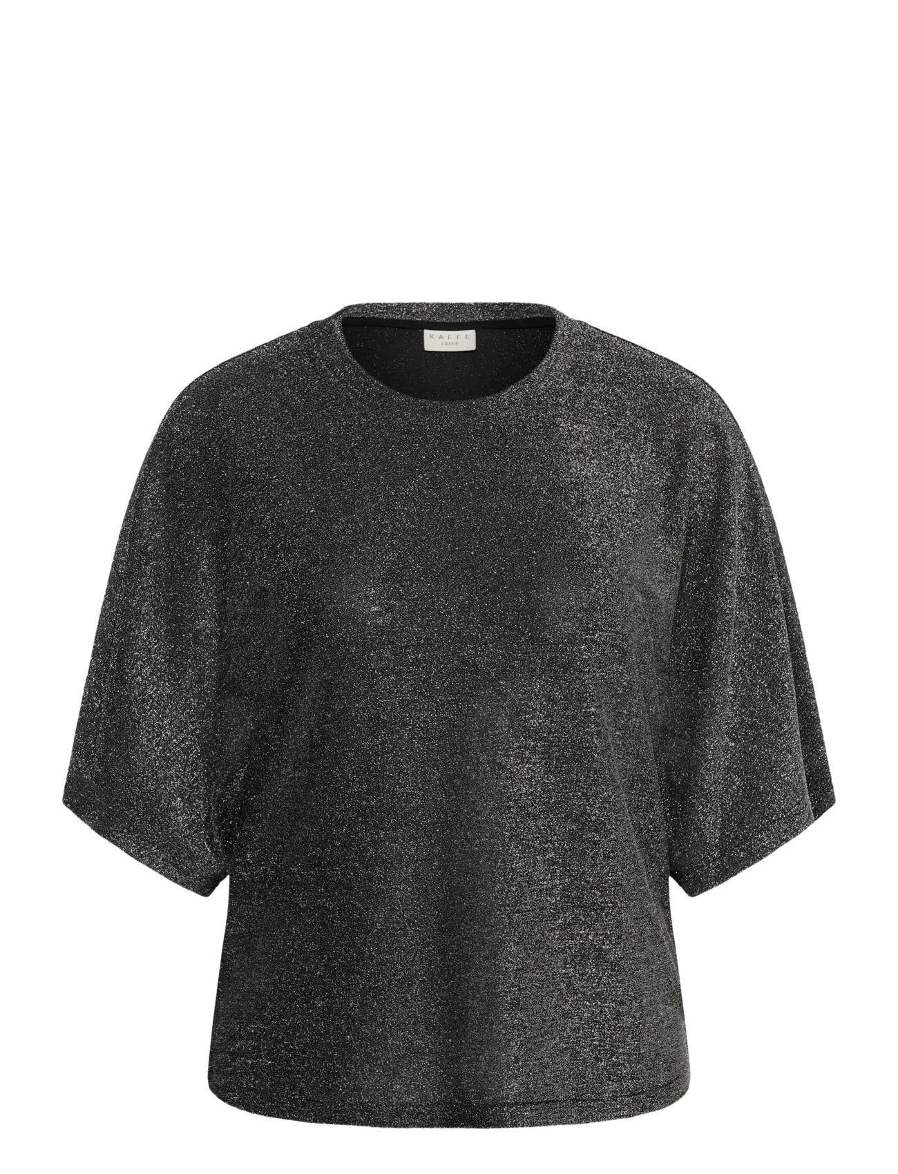 Kaffe Curve KCrebeccy T-Shirt - T-shirts & Toppar - SILVER BLACK GLITTER / black