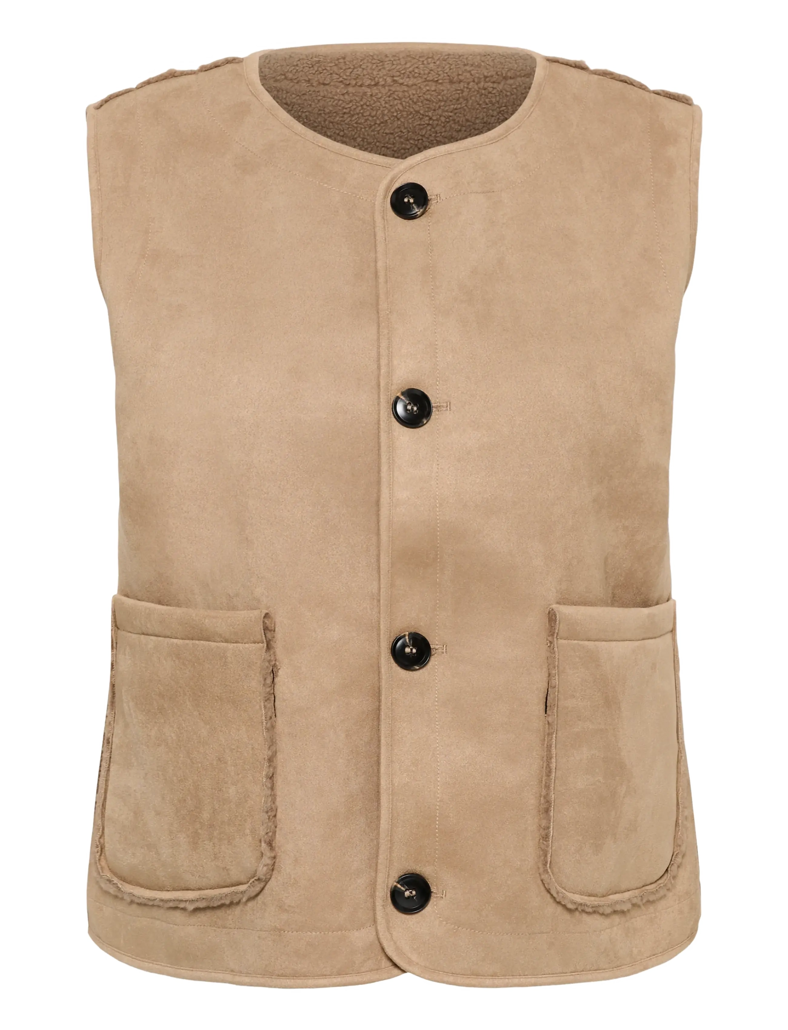 Kaffe Curve Kclinnea Teddy Vest, Teddy Weste, Beige, Gr.48