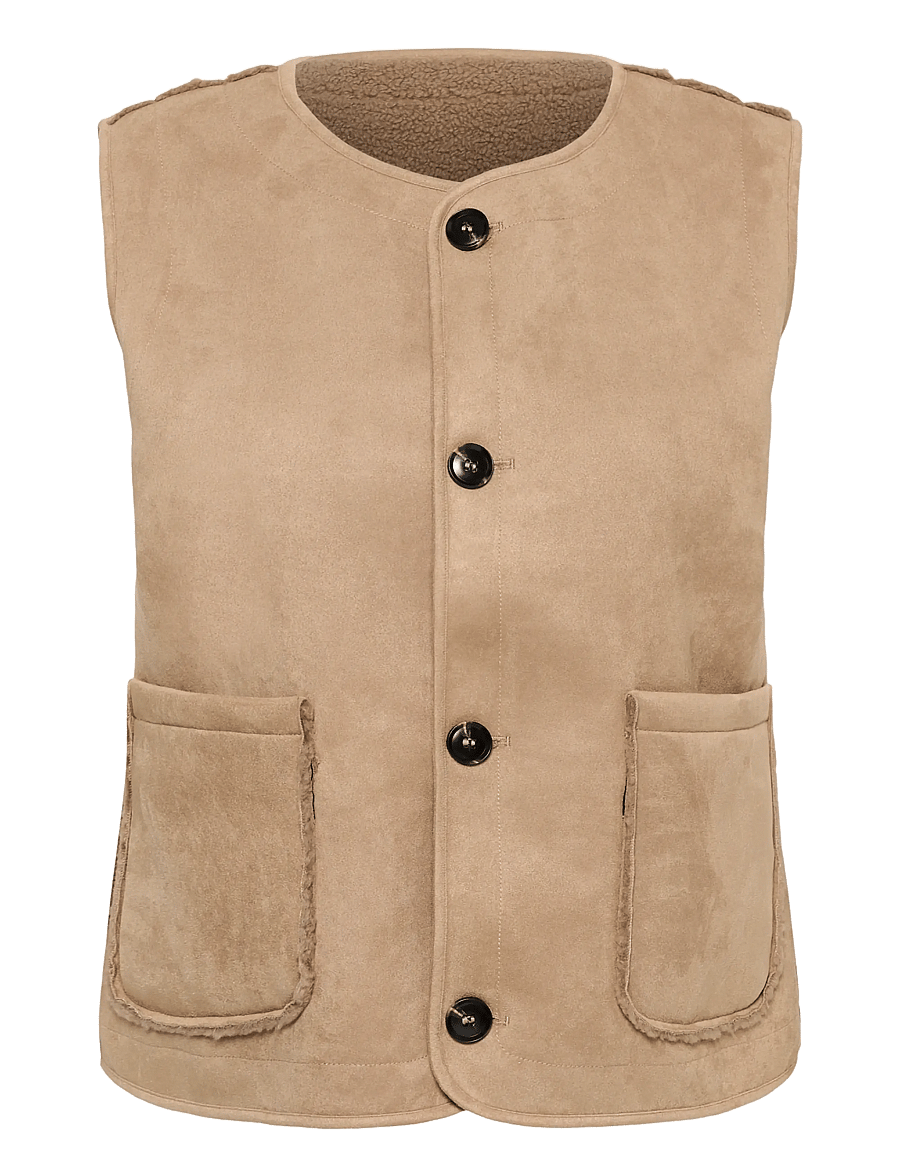 Kaffe Curve - KClinnea Teddy Vest - fleece & teddy vests - desert taupe - 0