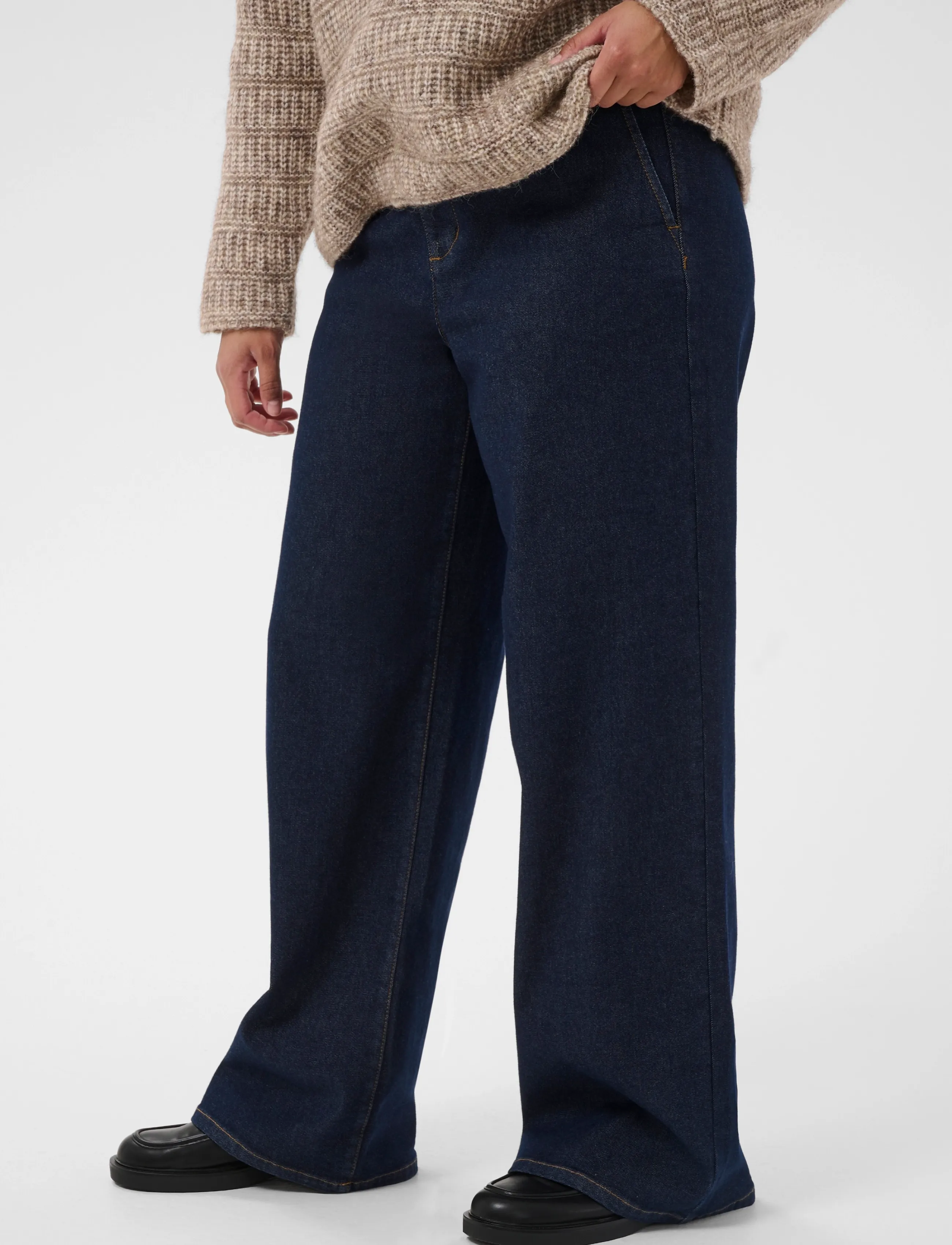 Kaffe Curve - KChailey Wide Full Length Jeans - laia säärega teksad - dark blue unwashed denim - 2