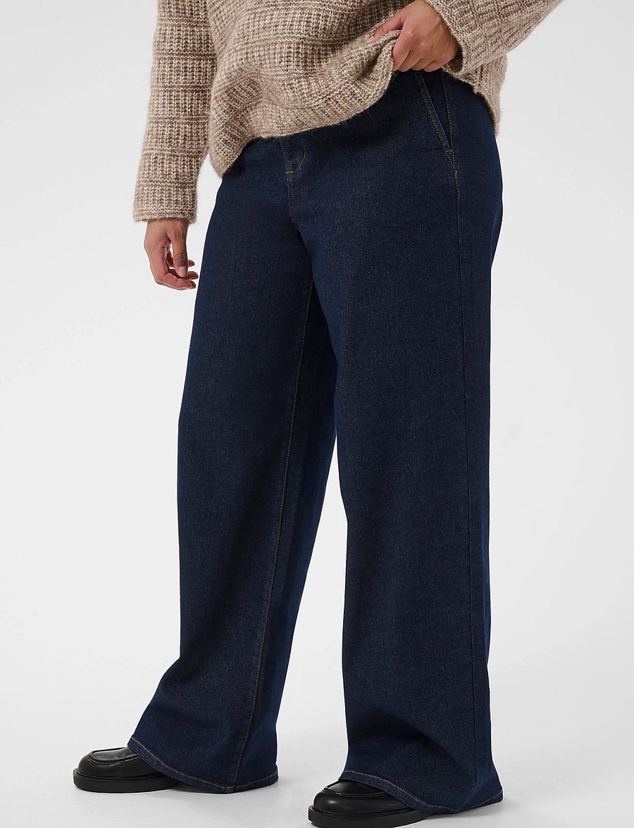 Kaffe Curve - KChailey Wide Full Length Jeans - laia säärega teksad - dark blue unwashed denim - 2