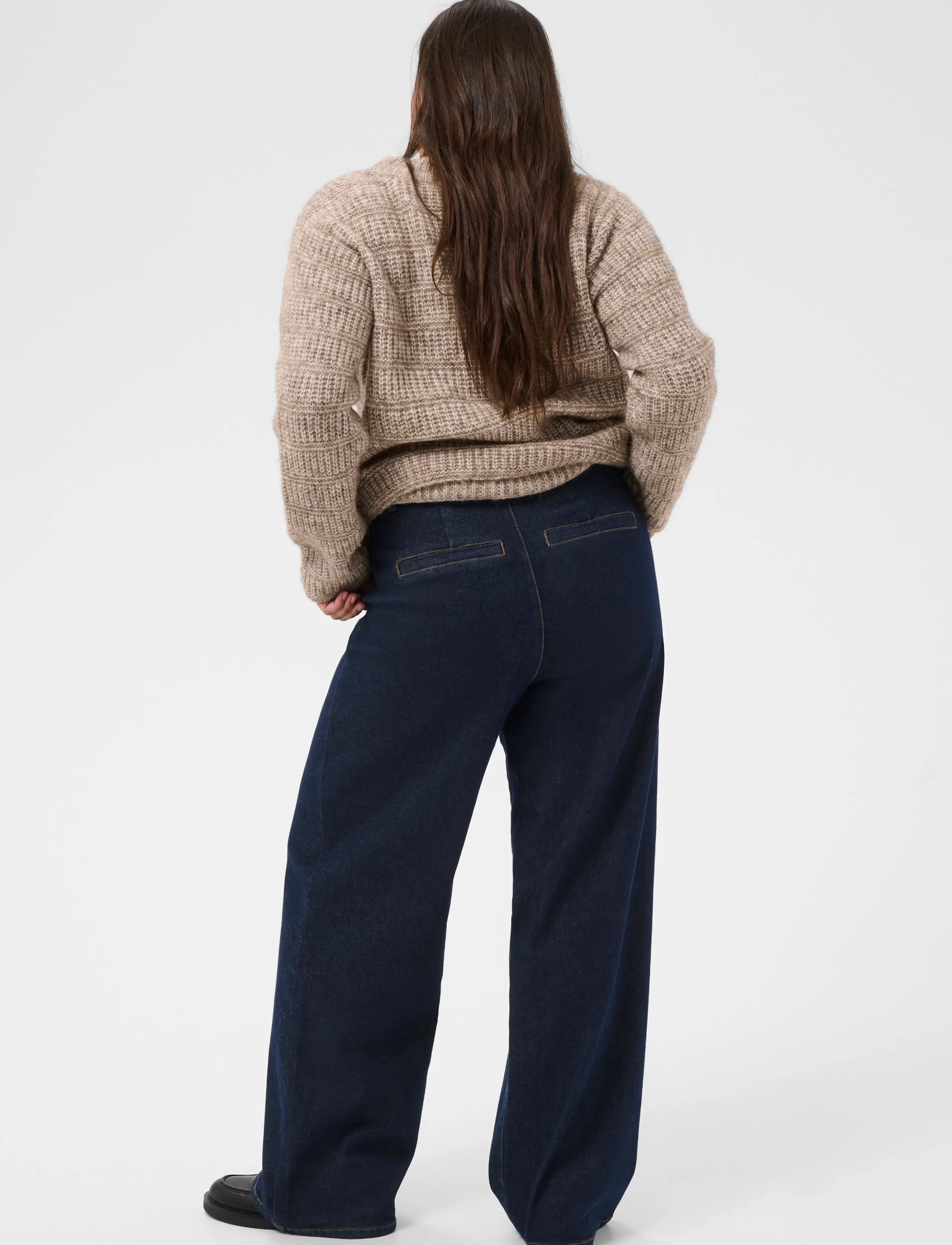 Kaffe Curve - KChailey Wide Full Length Jeans - laia säärega teksad - dark blue unwashed denim - 4