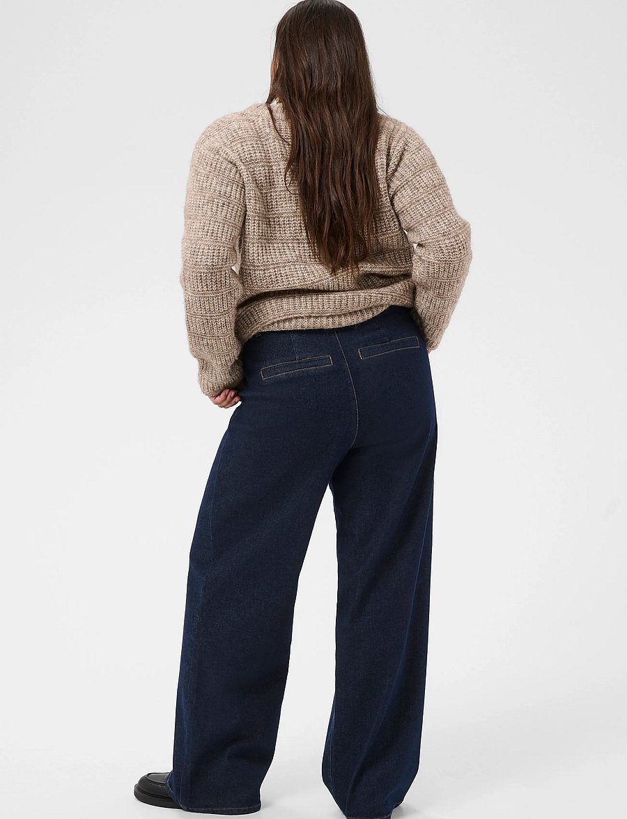Kaffe Curve - KChailey Wide Full Length Jeans - laia säärega teksad - dark blue unwashed denim - 4