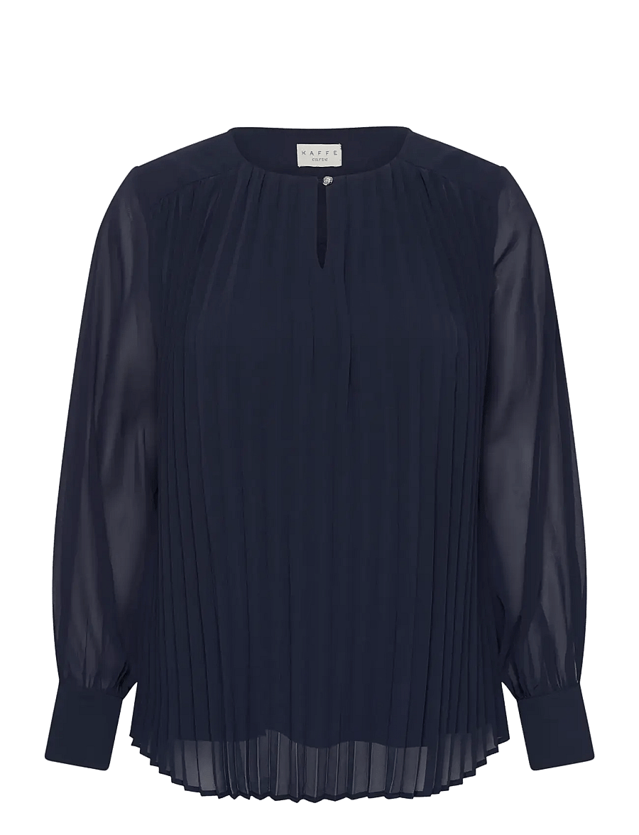 Kaffe Curve - KCeliana Pleat Blouse - long sleeved blouses - graphite - 0